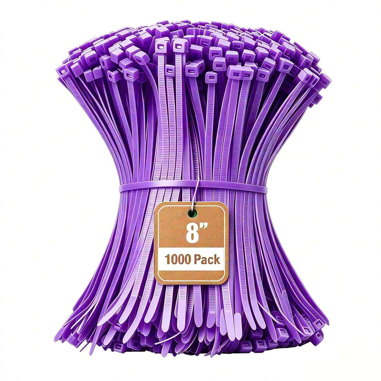 Armpow 8 Inch Purple Zip Tie 1000 PCS, 40 Lbs - Small to Medium Zip Tie, Nylon PA66 UV Resistant Cable Tie Heavy Duty for Indoor and Outdoor Use - Ideal for bundling and securing objects