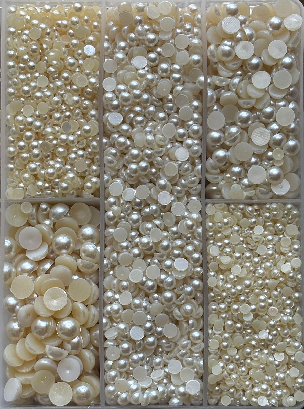 Cream Flat Back Half Round Pearl Beads, 5 Mixed Sizes (4MM, 5MM, 6MM, 8MM, 10MM), 2000 Pcs, for Jewellery Making and DIY Craft-image-47