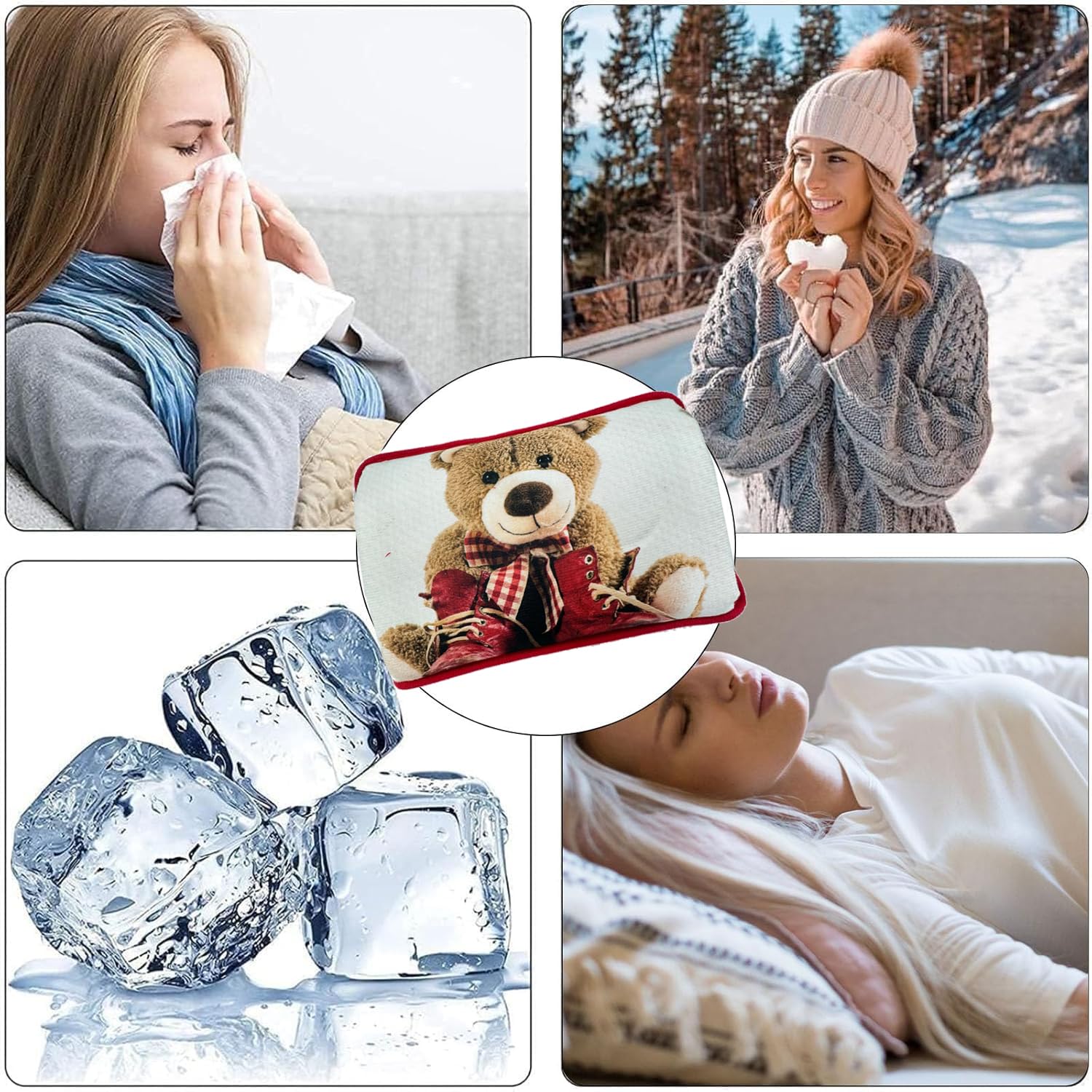 Borsa Acqua Calda Elettrica 500W con Morbida Fodera in Peluche, Temperatura Massima 75°C, Ideale come Scaldamani e Scaldapiedi, per Alleviare Dolori Muscolari, Dorsali e Mestruali (ORSO1)