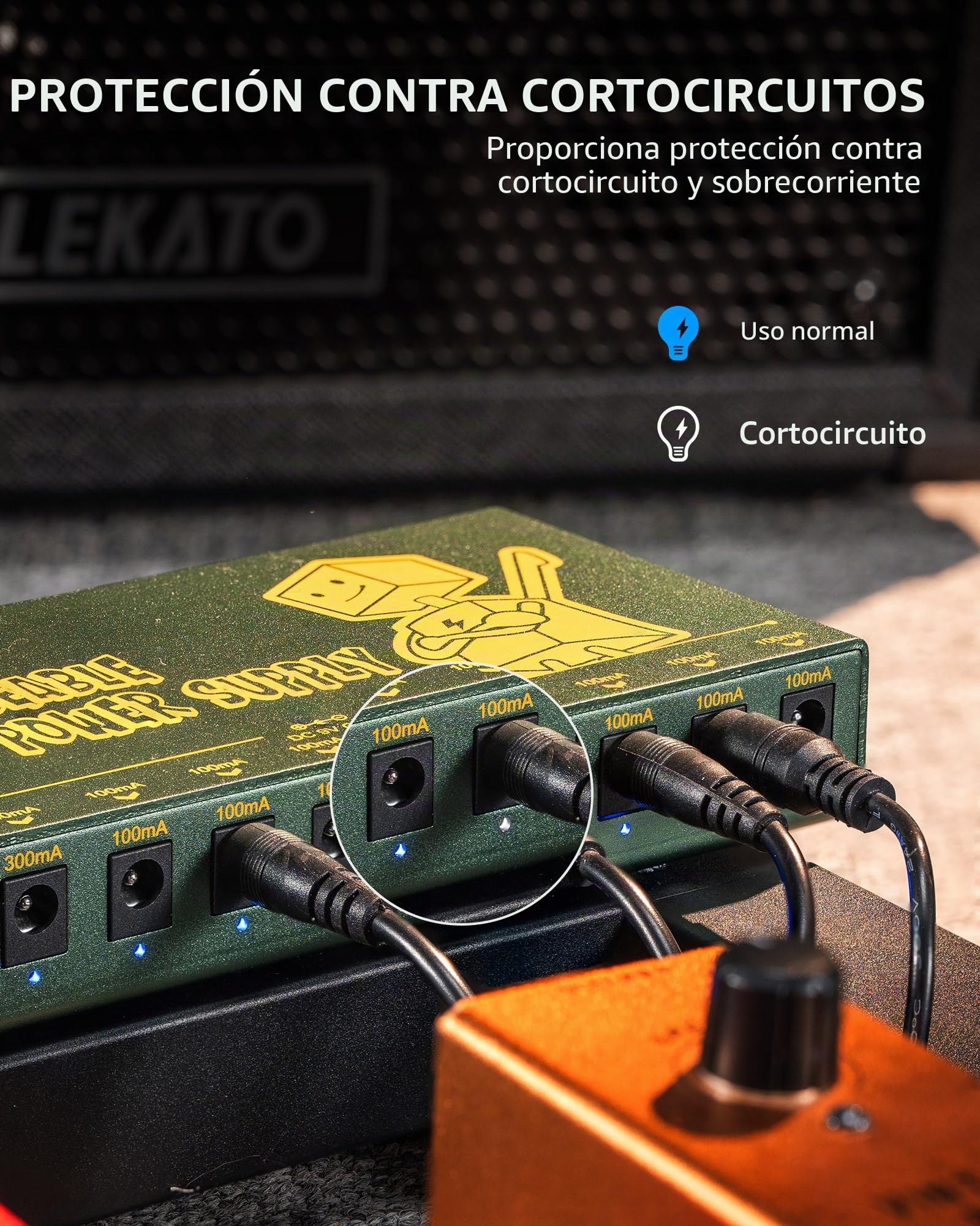 Fuente de alimentación recargable LEKATO para pedal de guitarra, batería integrada de 10000mAh, 10 salidas CC aisladas de 9V, fuente de alimentación para efectos con protección contra cortocircuitos