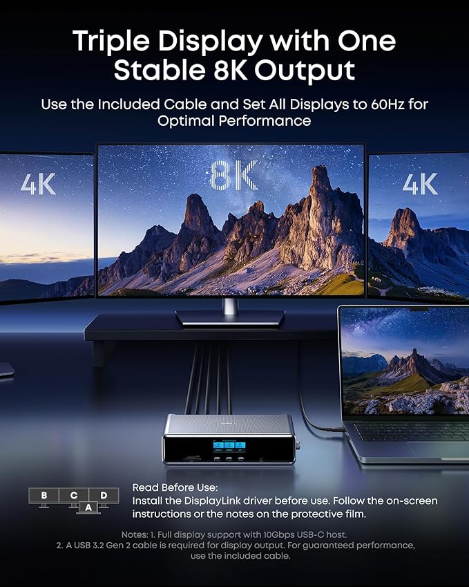 Anker Prime Docking Station (DL7400), Hub USB 14 Puertos Triple Pantalla 140W miniatura 4