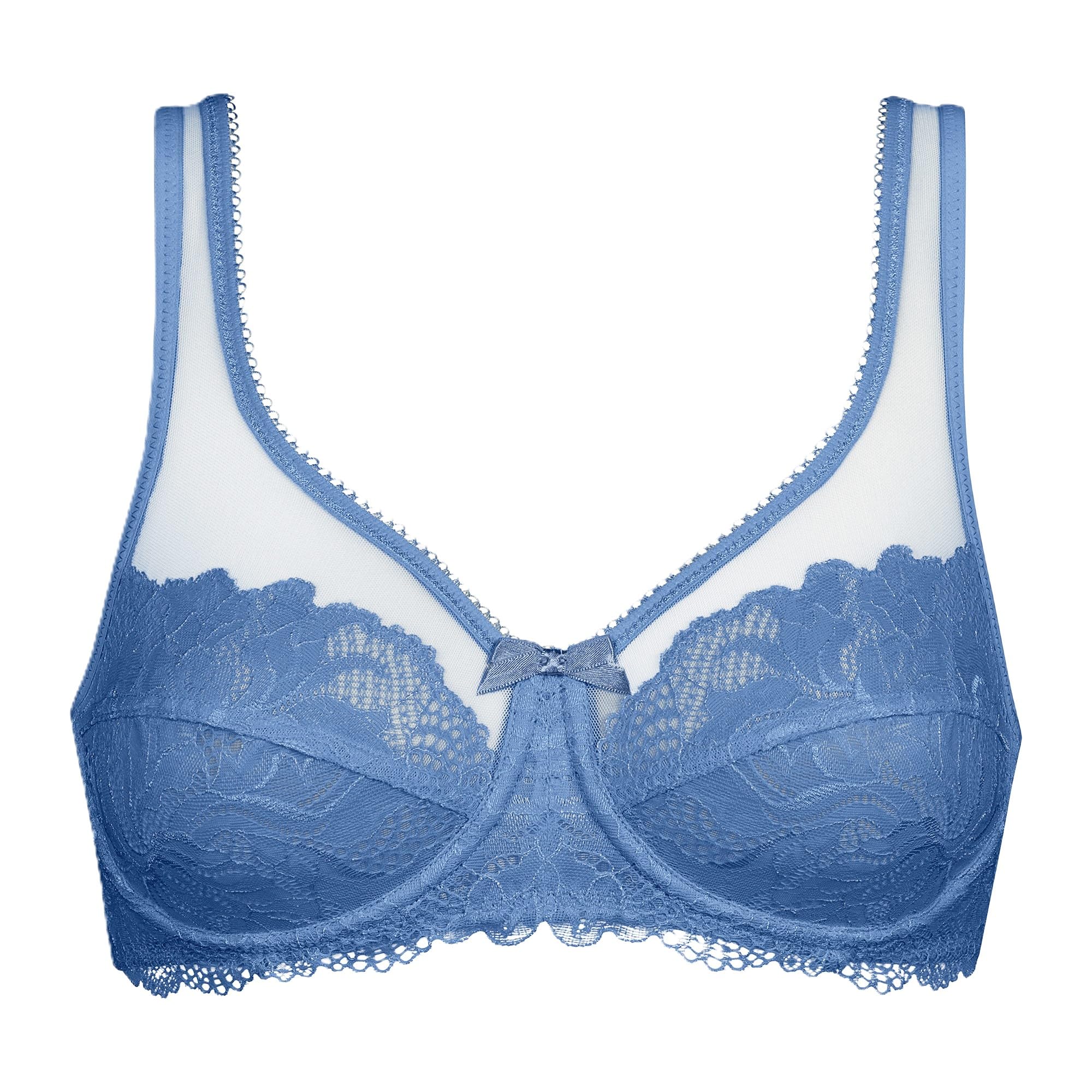 DIM Woman - Generous Essential Bra x1 | Underwired | Comfortable Support | Lace & Transparent Tulle