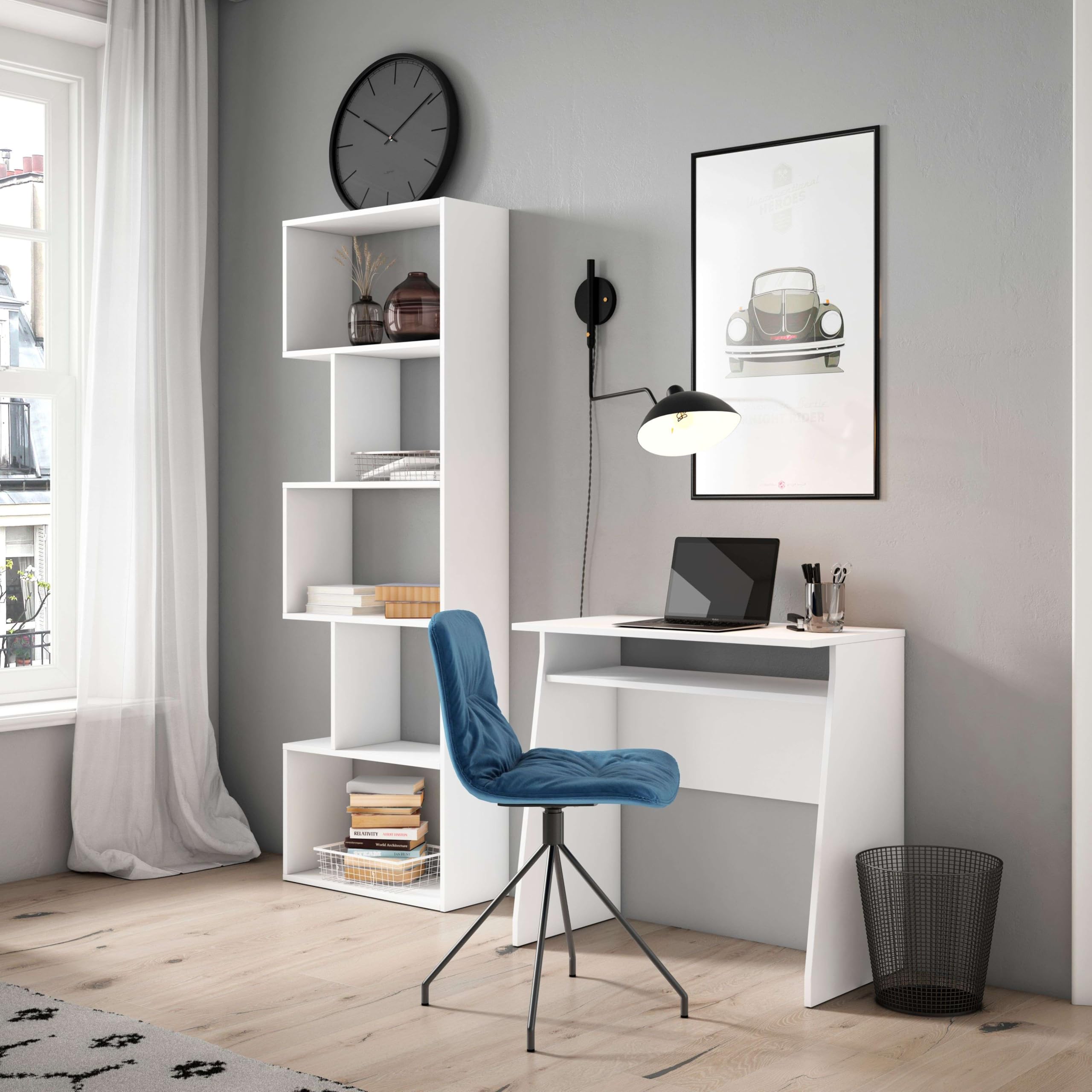 Librería Estantería Neón Blanco Mate 5 Estantes 181x60x25 cm