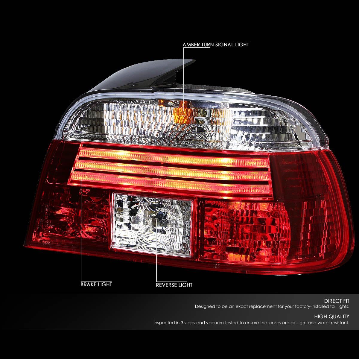 DNA MOTORING TL-E3996-RD-CL Tail Light Assembly Driver & Passenger Side [Compatible with 97-00 BMW 528i / 97-00 540i / 99-00 M5]