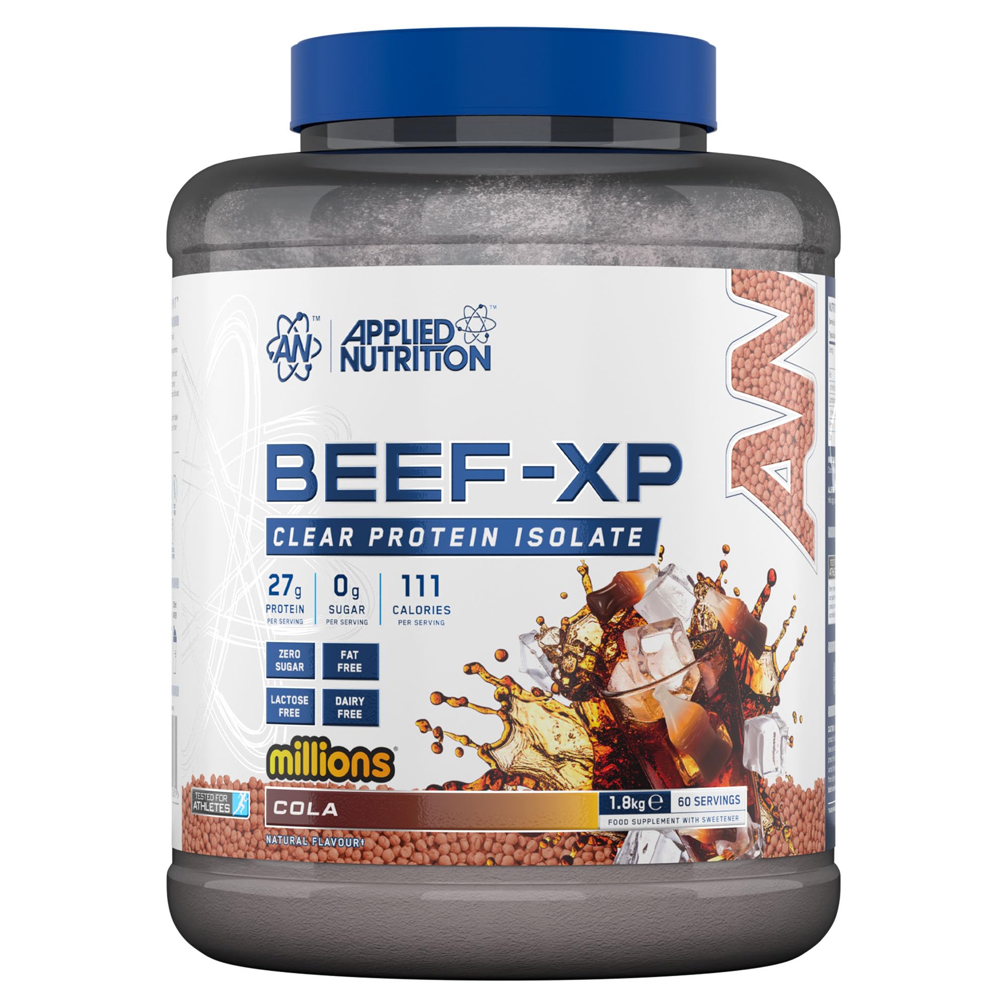 Applied Nutrition Clear Hydrolysed Beef Protein Isolate Powder, Fruit Juice Style, Dairy Free, Lactose Free, Zero Sugar, Low Fat, 1.8kg - 60 Servings (Cola Millions)