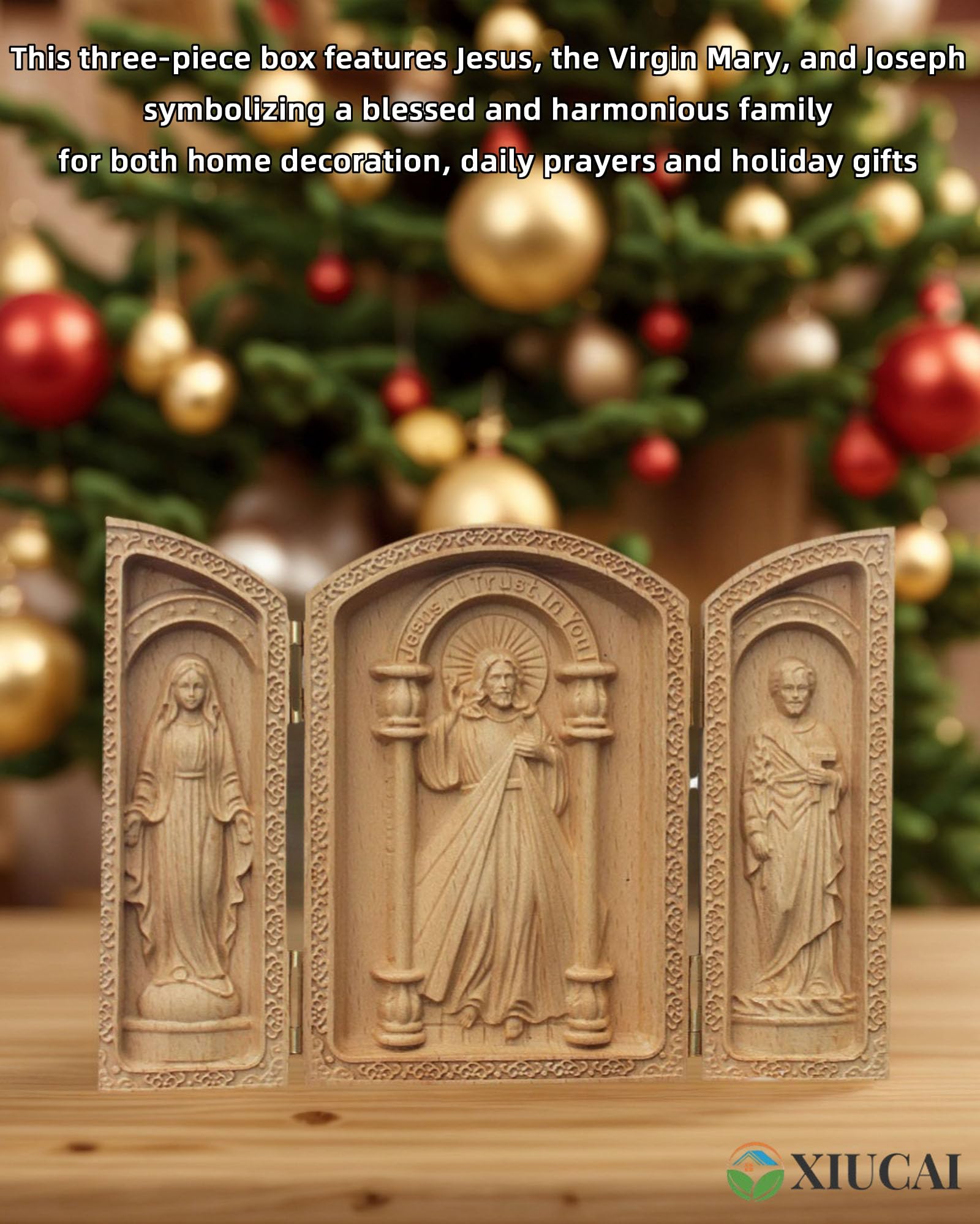 Amazon.co.jp: XIUCAI 手工芸 木製 携帯用祭壇, イエス・聖母マリア