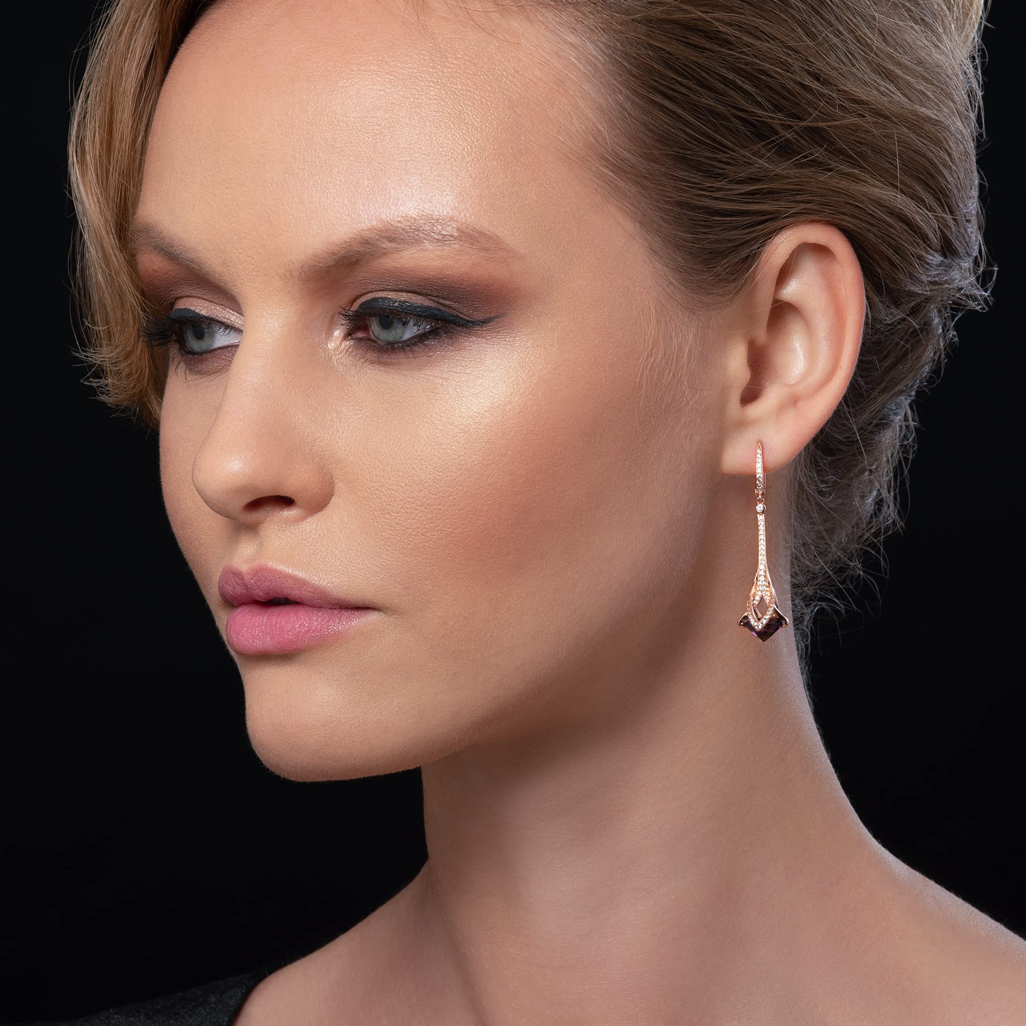 namana 925 Sterling Silber Tropfenohrringe für Damen in Silber, Gold oder Roségold, Elegante Ohrringe für Frauen mit farbigen Steinen und Cubic Zirkonia, Lange Ohrhänger für Frauen