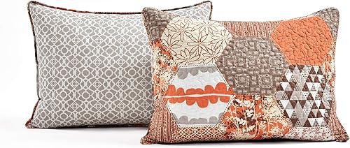 Miniatura 6 de Lush Decor Briley - Juego de edredón de 3 piezas, tamaño King, mandarina