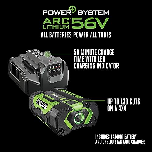 Miniatura 10 de EGO Power+ CS1611 - Motosierra inalámbrica de 56V de iones de litio, cargador incluido, kit de motosierra de 16 pulgadas con batería de 2.5 Ah.