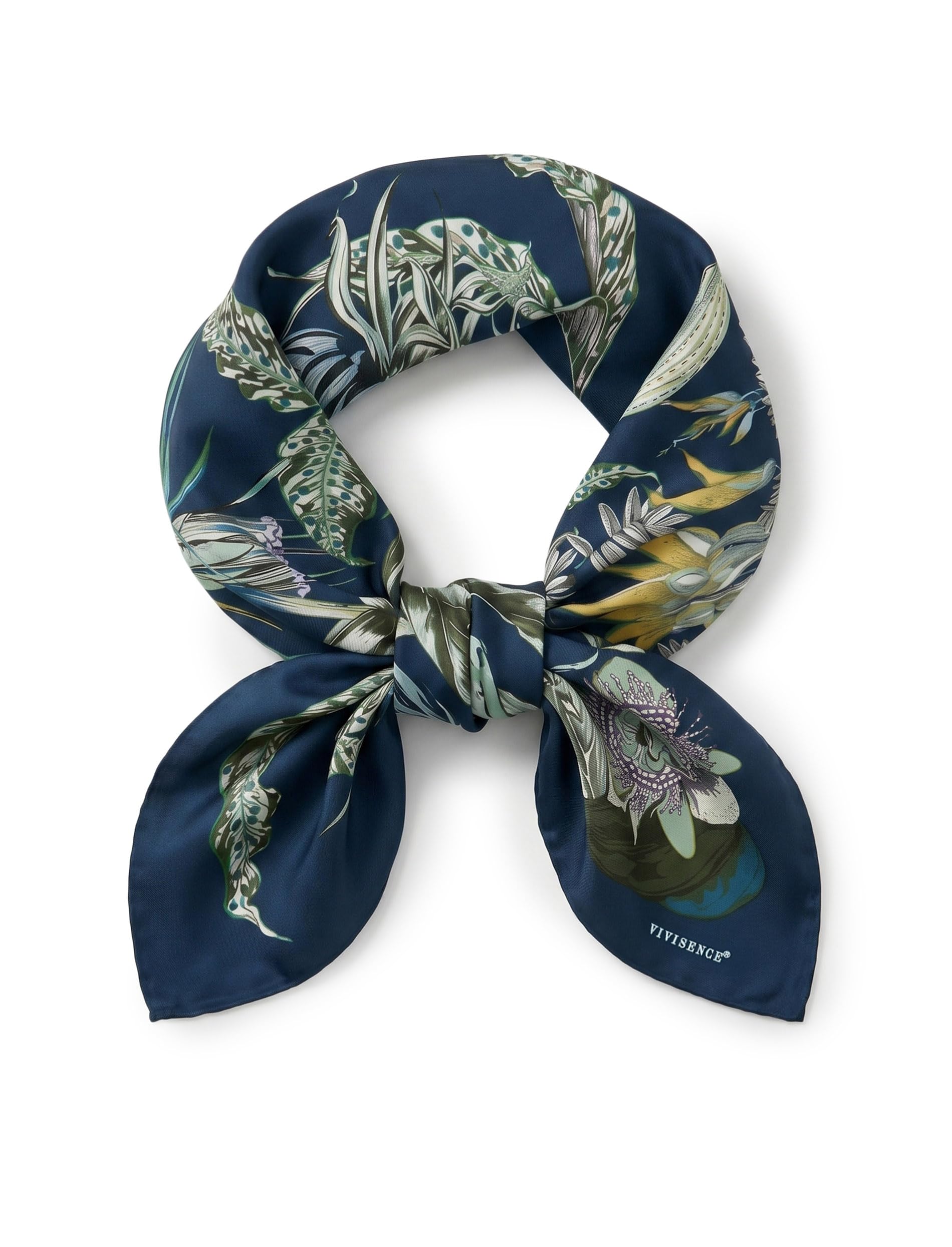 VIVISENCE Foulard En Soie Femme Carré 90X90 Cm Bords Roulottés Style Polyvalent