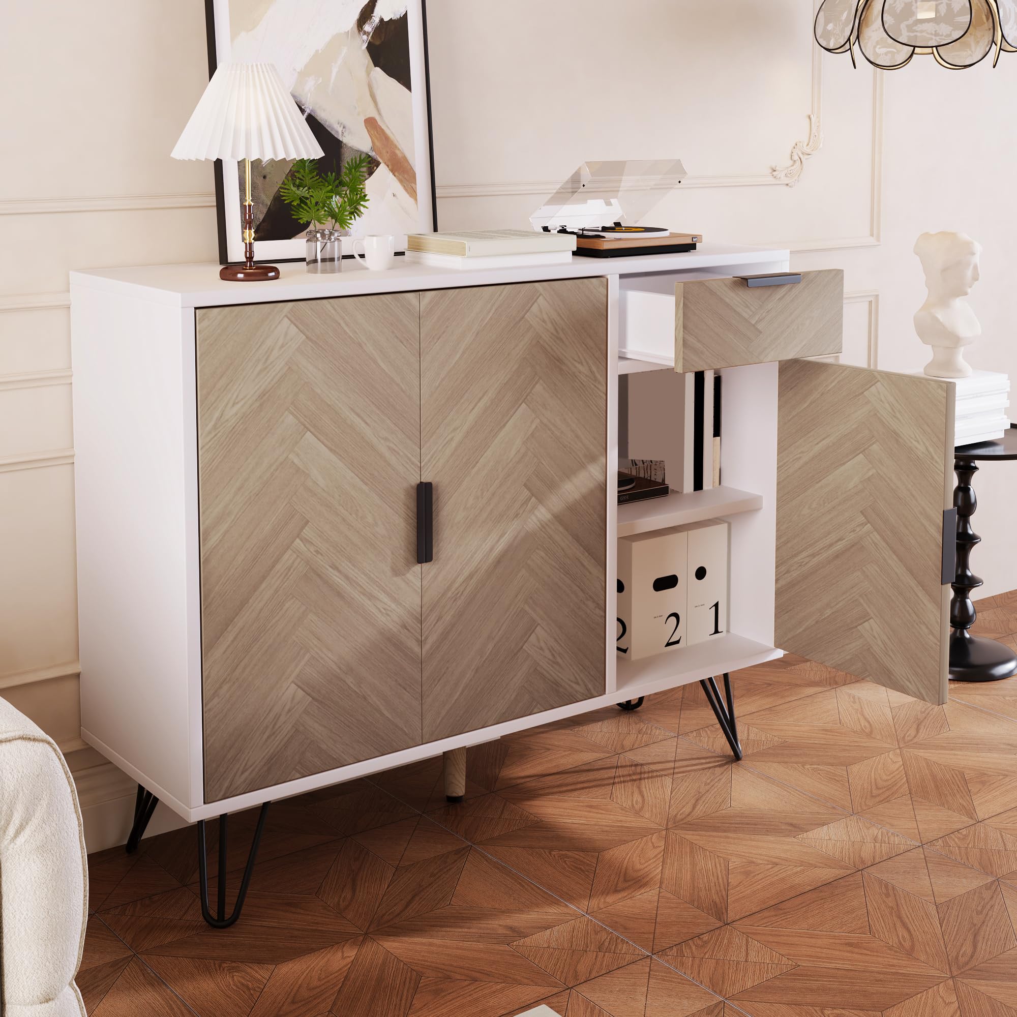 Armadio moderno e versatile, con cassetto e ripiani regolabili in altezza, 70 x 90 cm (bianco)