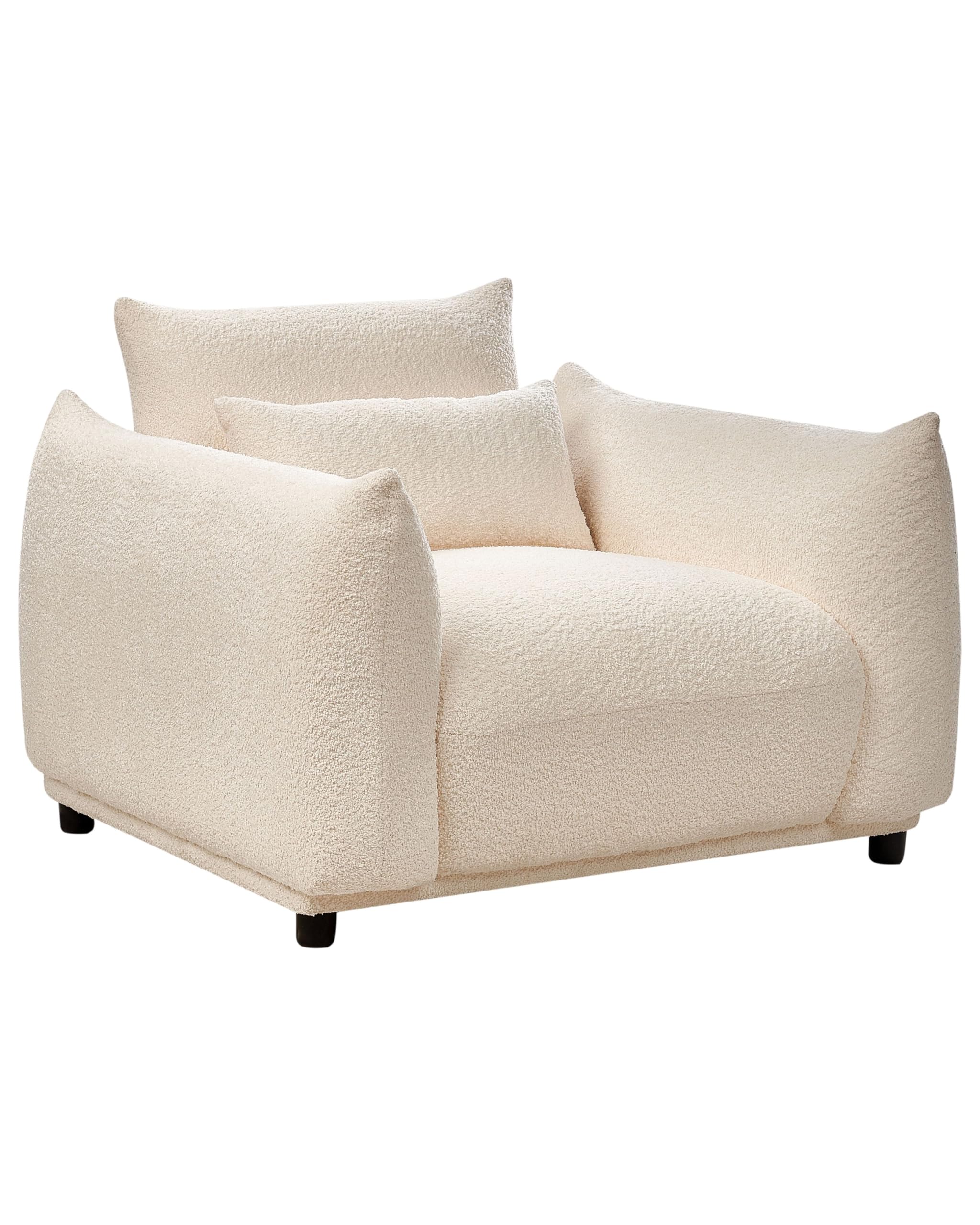 Beliani Sessel Bouclé Creme weiß mit schwarzen Beinen gepolstert niedriges Design Jamsa