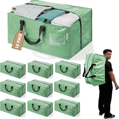 Miniatura 7 de WORKPRO Paquete de 6 bolsas de mudanza extra grandes con cremalleras y asas de transporte, correas de mochila, bolsa de almacenamiento resistente