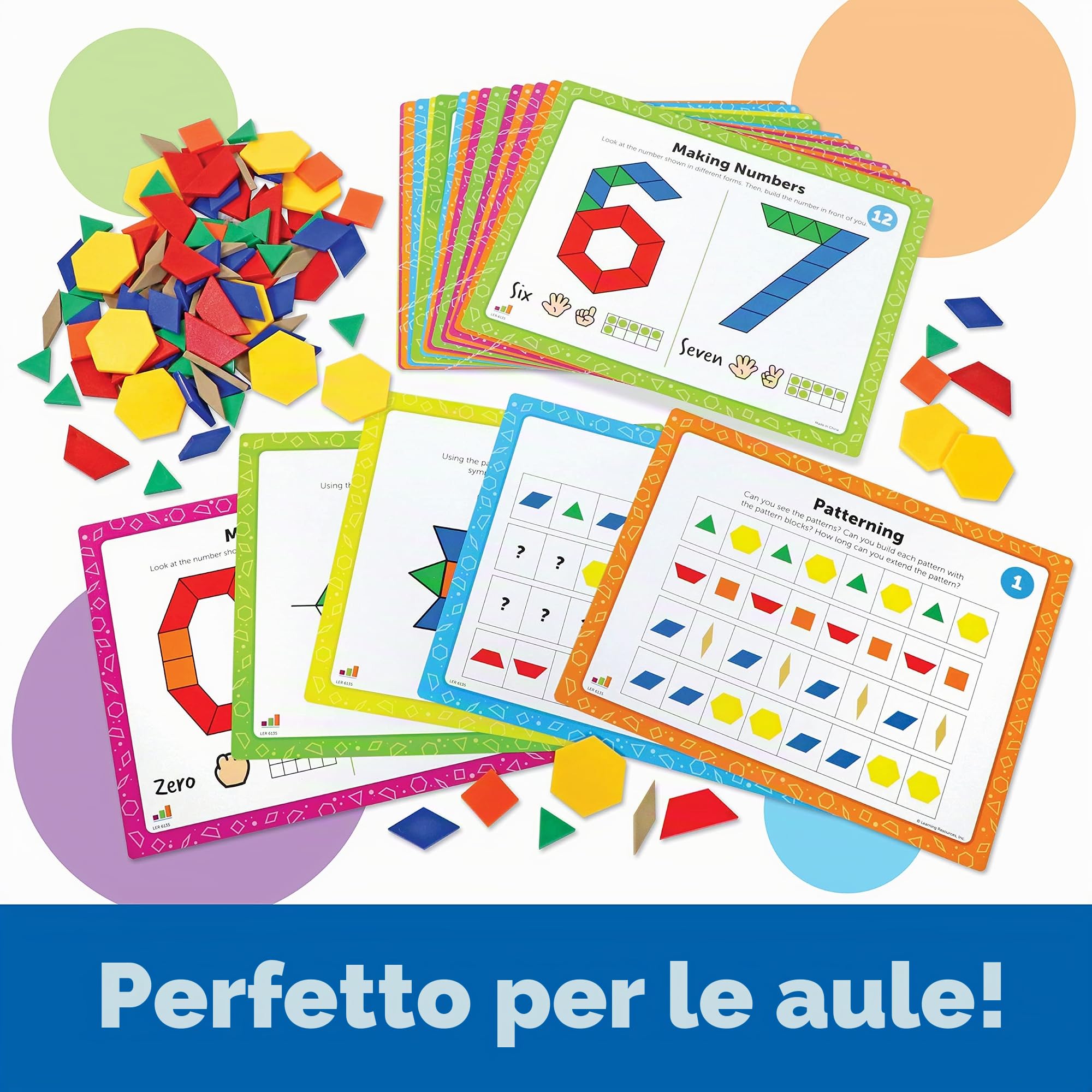 Learning Resources Set di attività Matematiche a Blocchi, Giochi matematici per Bambini, Giochi educativi, Matematica prescolare, Montessori, 144 Pezzi, età 5+