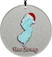 Vista 137 de Vermont Christmas Ornament - Winter Theme Featuring Snow, State Terrain Map and Santa Cap - 2025 Hanging Acrylic Disc Decoration For Tree - Unique