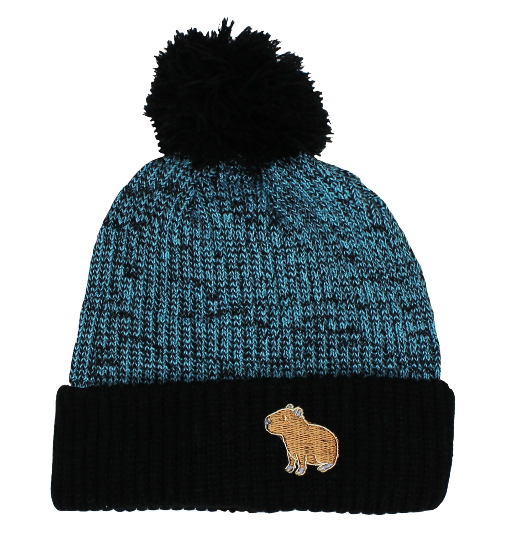 Teddyt's Purple Capybara Children's Chunky Knit Embroidered Electric Blue Bobble Hat (4-8 Years)