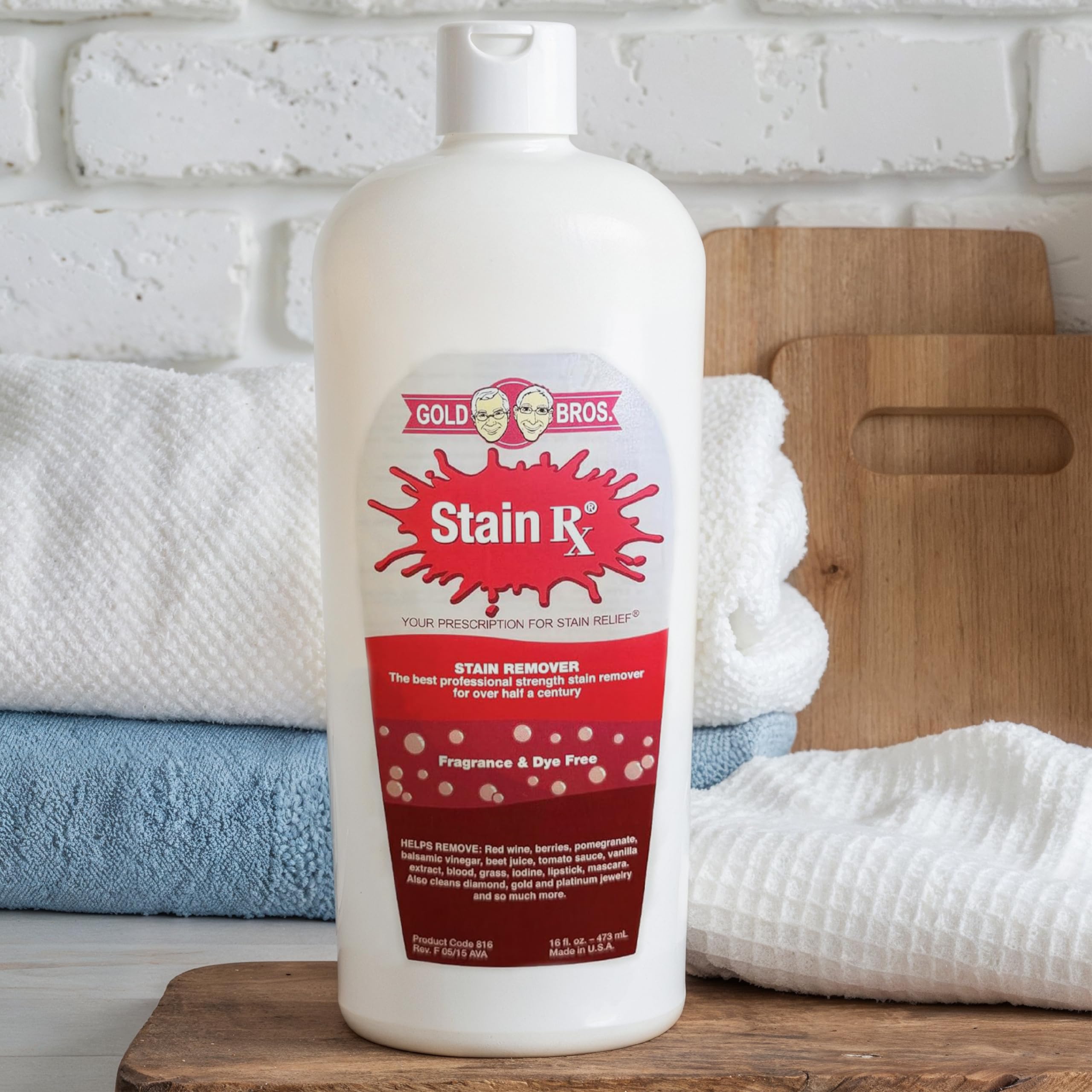 Stain Rx Stain Remover, Effectively Eliminates Stains from Wine, Berries & Blood on Colorfast Fabrics, Carpets, Upholstery & Jewelry, Fragrance &