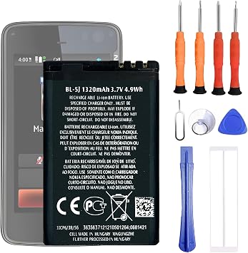 BL-5J Battery Compatible with No-kia N900 5230 Lumia 520 521 525 Replacement Battery for with Repair Tool kit
