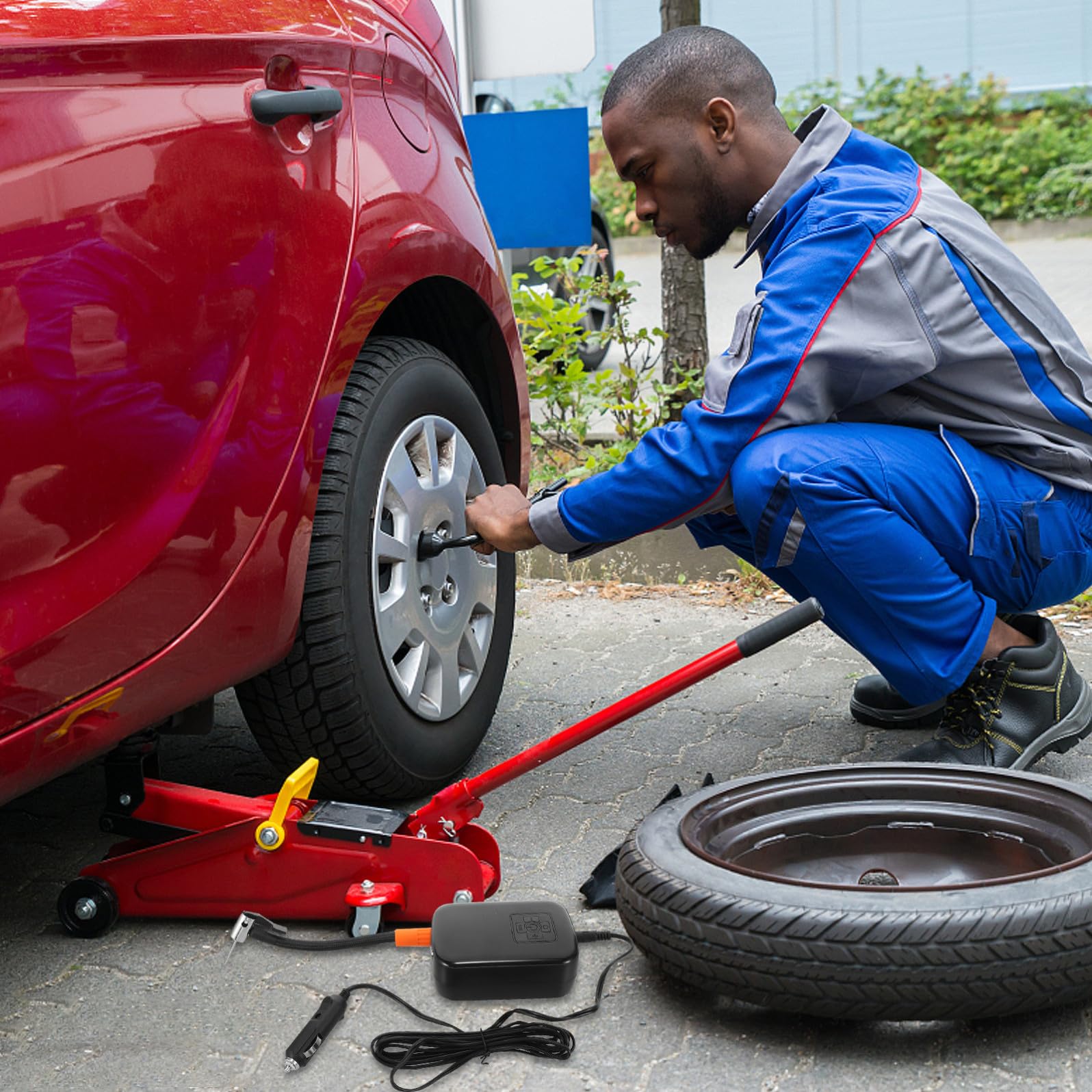 Mikikit Compressore Aria Portatile Gonfiaggio Rapido per Auto Pompa Elettrica Materiale Abs e Componenti Elettronici e Portabilità Pneumatici per Emergenze Stradali