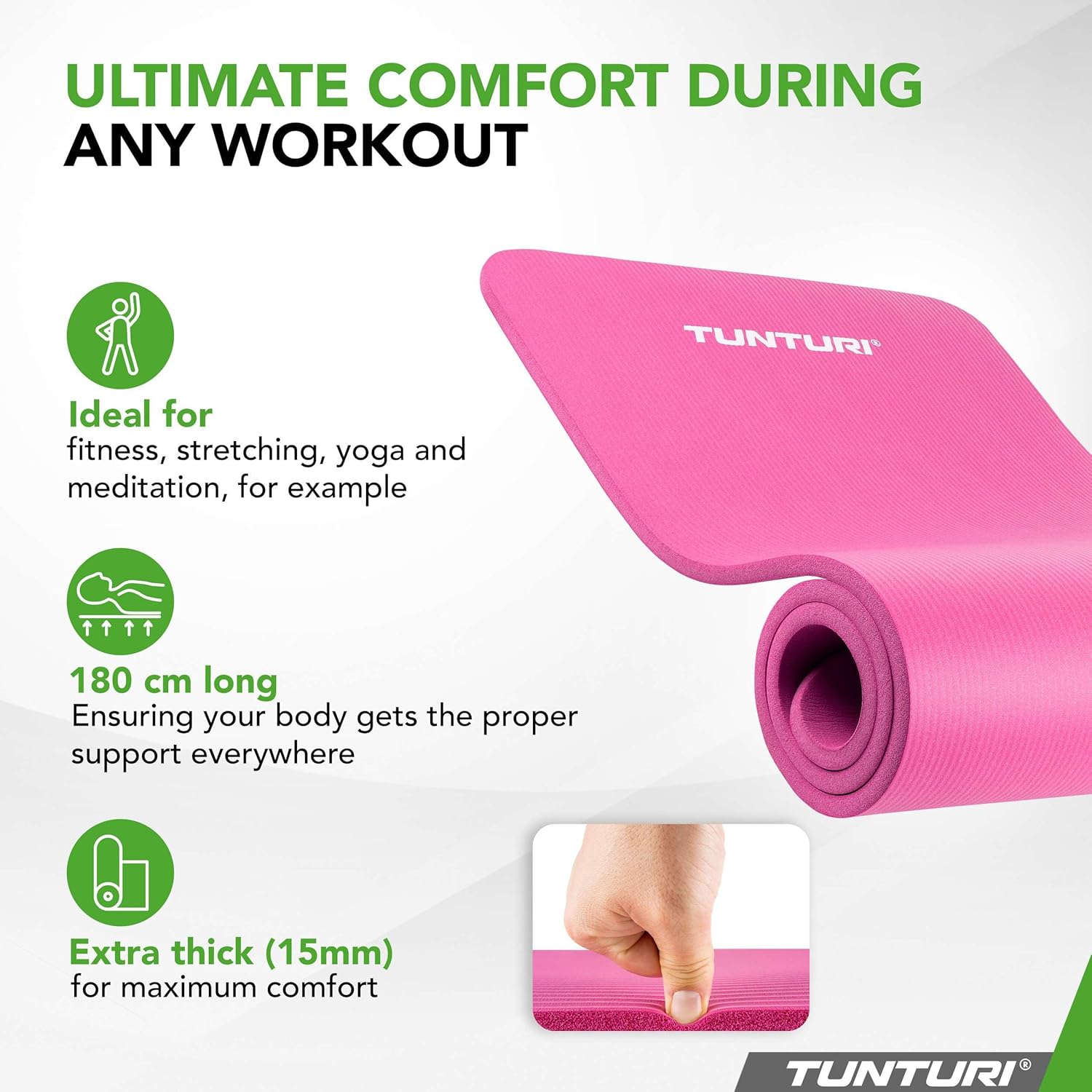 Tunturi Non Slip Fitness and Yoga Mat in 3 Colors