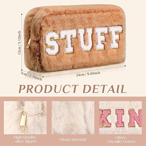 Miniatura 9 de 2 bolsas de maquillaje pequeñas de felpilla con letras de felpilla bolsa de maquillaje de felpa esponjosa bolsa de cosméticos portátil con