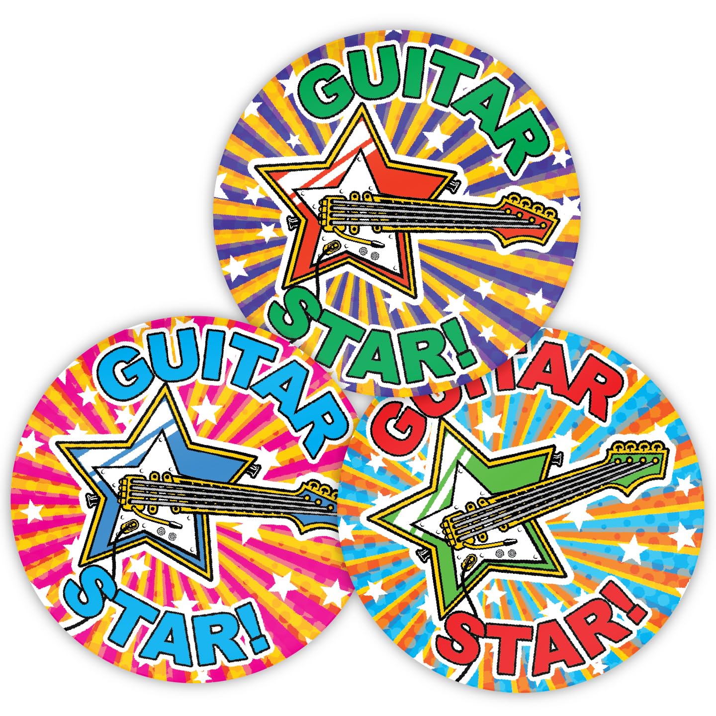 Stone Melon Rainbow School Reward Stickers 144 Guitar Star Well Done Stickers 30Mm Round Awards Parents Children Kids Guitarist Music Lessons Music Teacher Rewards Guitar Hero