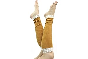 Long Lace Rib Knit Leg Warmers
