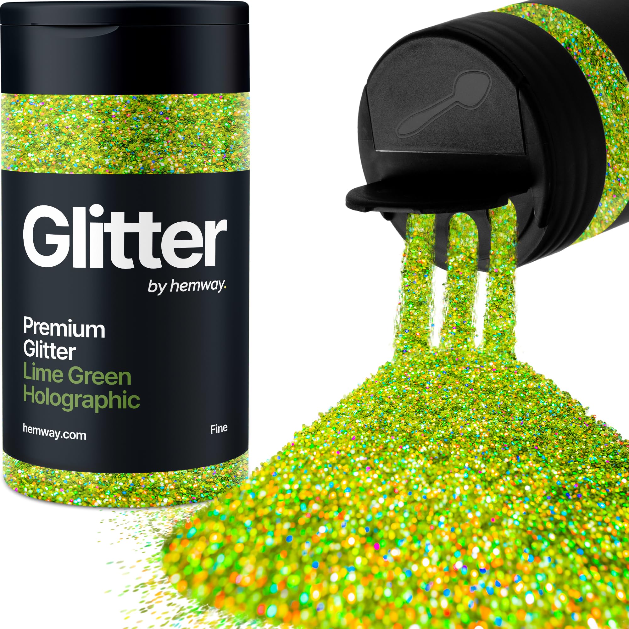 Holographic Lime Green Glitter Shaker, 130g Fine Glitter, Crafts 1/64" Metallic Flake Lime Green Sequins