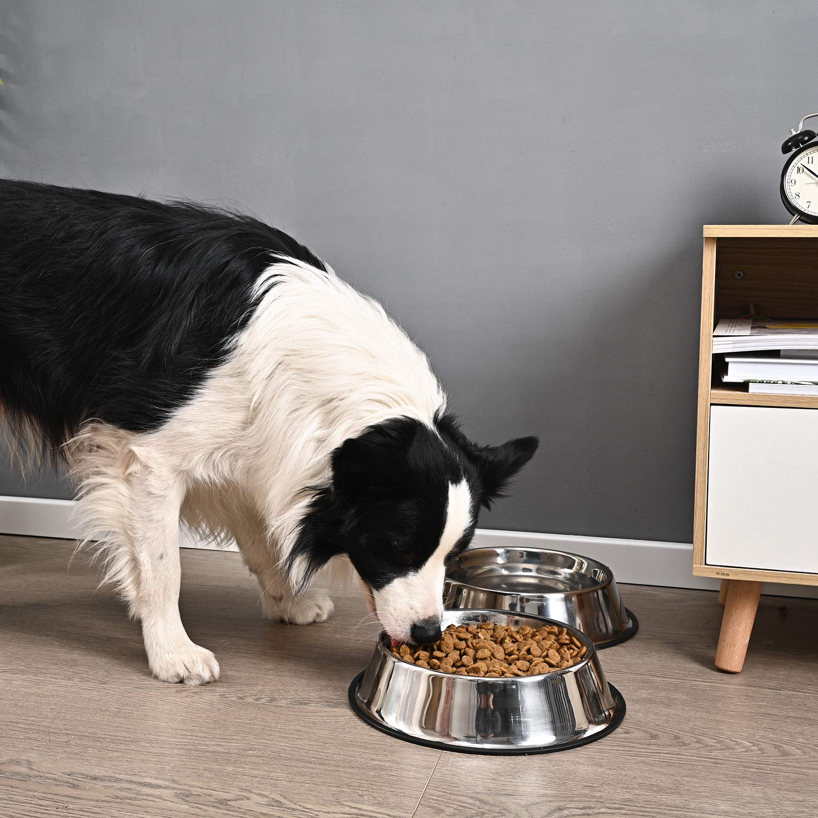 2 paquetes de tazón de acero inoxidable para perro con base de goma antideslizante para mascotas pequeñas/medianas/grandes, plato perfecto, tazón de alimentación para mascotas y tazón de agua