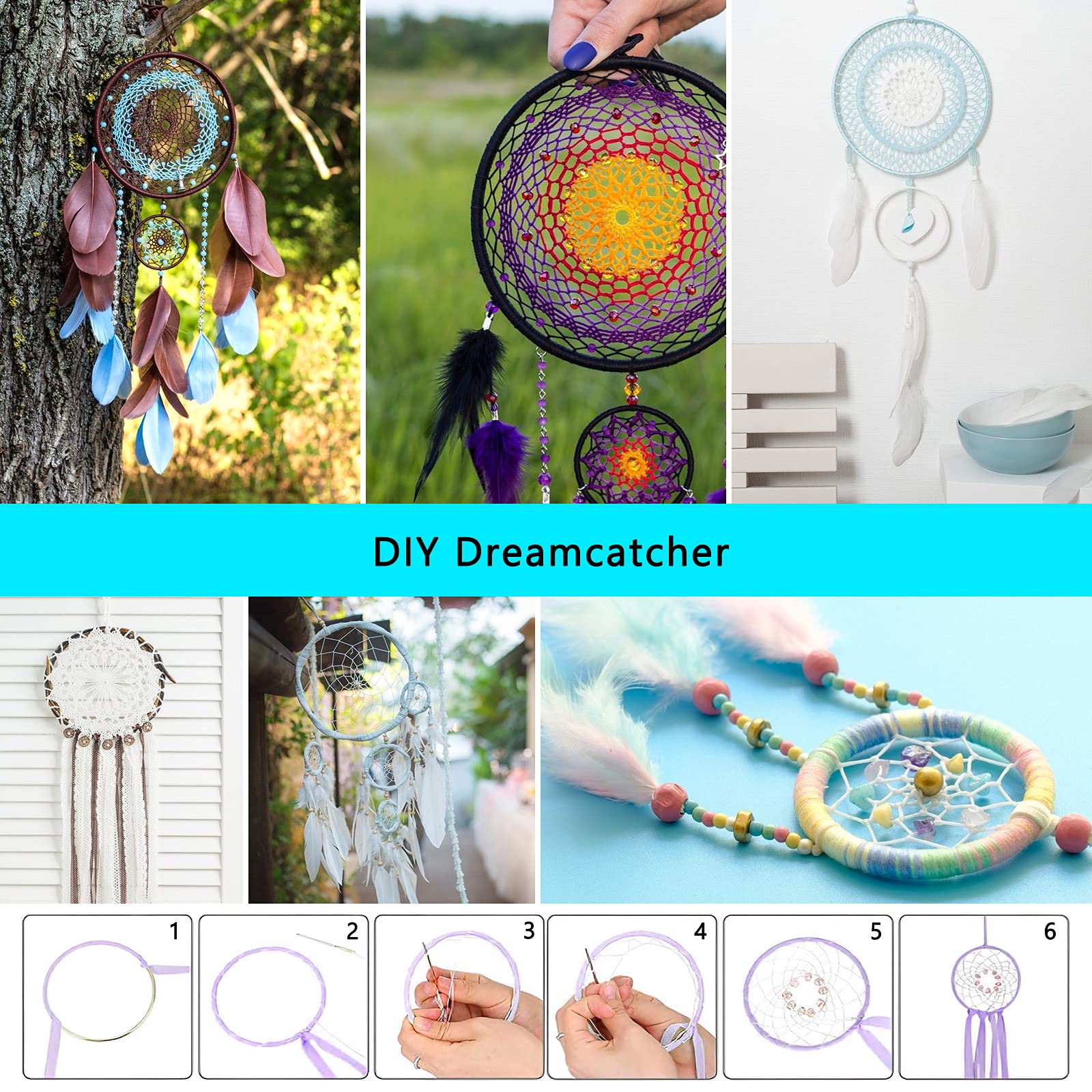 Set 16 Anelli Metallici Per Acchiappasogni Fai Da Te - 8 Misure Diverse - Foto 2