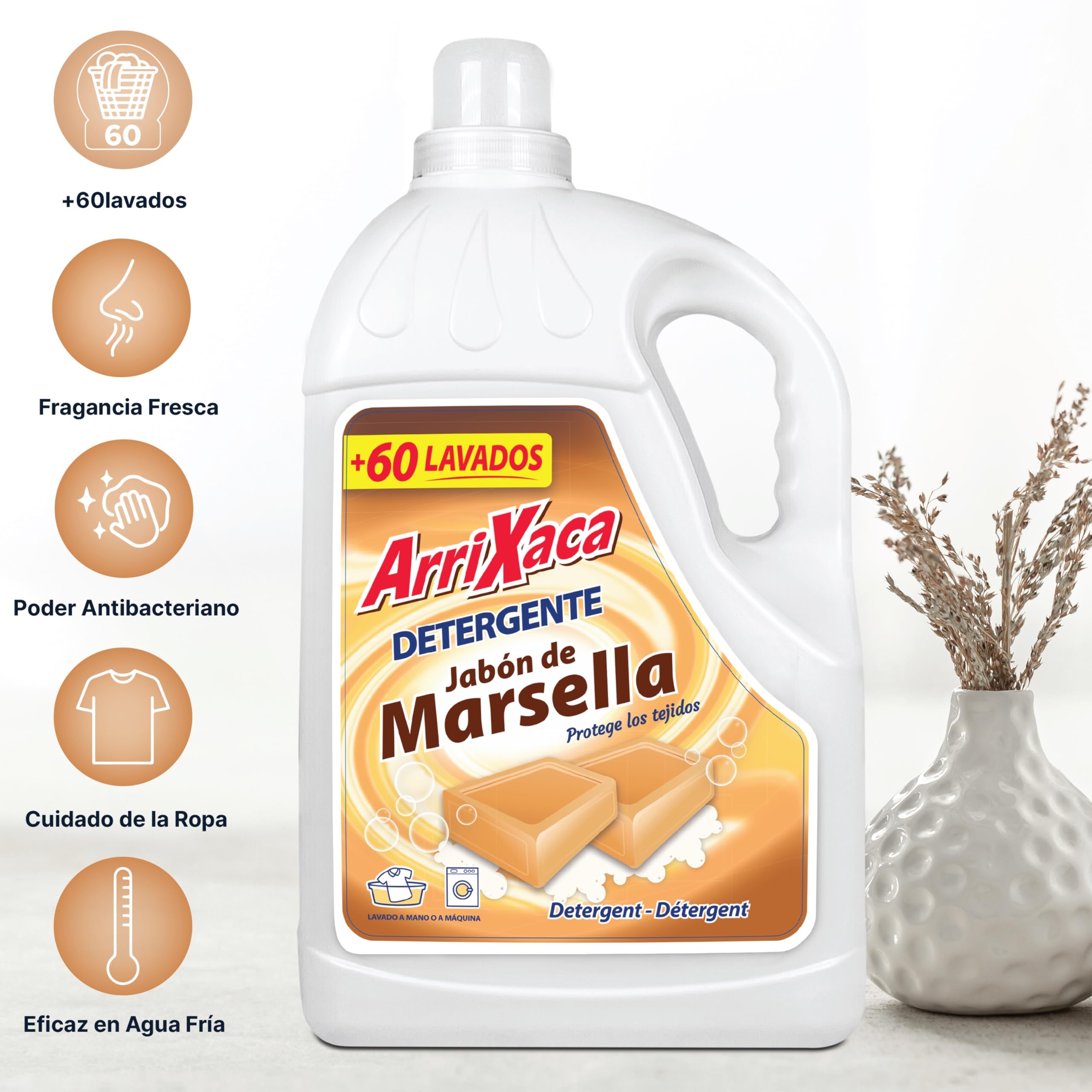 Detergente Líquido para Lavadora Jabón de Marsella 20 Litros - Más de 60 Lavados Garantizados | Más de 60 Lavados Garantizados