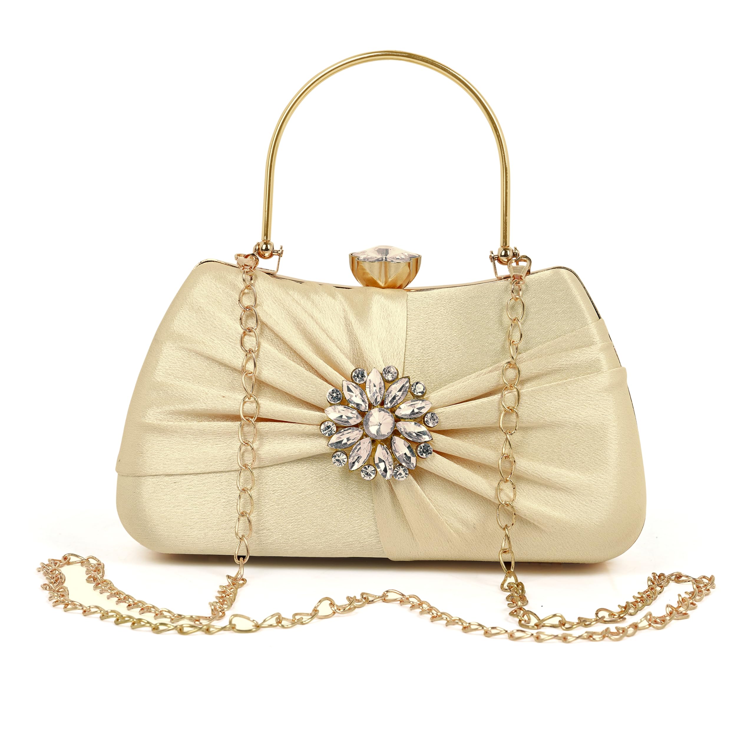 hard craft Clutch Purse For Women | Crystal Clasp Closure | Elegant Evening Party Handheld Purse With Detachable Chain Strap For Woman| Stylish Ladies Handbag for Bridal, Wedding, Birthday Gifts.-picture-18