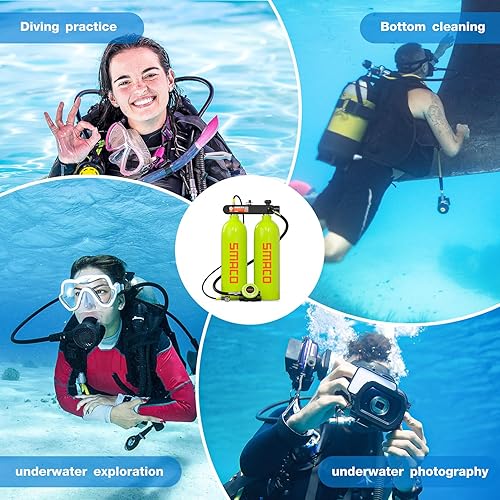 Miniatura 7 de SMACO Mini tanque de buceo S700MAX Tanque de buceo (ensamblado por dos cilindros de 1.9L) para soporte de buceo en aguas poco profundas, 30-45