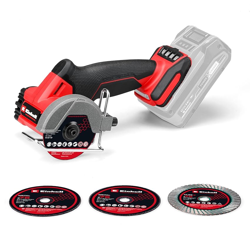Einhell Professional Smerigliatrice TP-CO 18/76 Power X-Change (18 V, brushless, disco Ø 76 mm, profondità di taglio 16 mm, impostazione profondità di taglio, incl. 4 dischi, batteria esclusa)