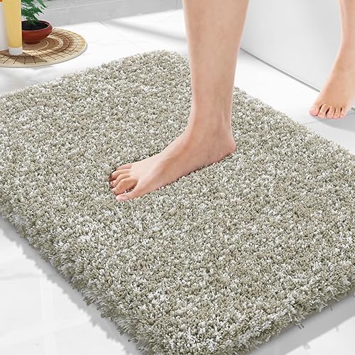 Miniatura 10 de Yimobra Alfombra de baño esponjosa, mullida, suave, cómoda, antideslizante, absorbe el agua, microfibra, secado rápido, lavable a máquina, gruesas,