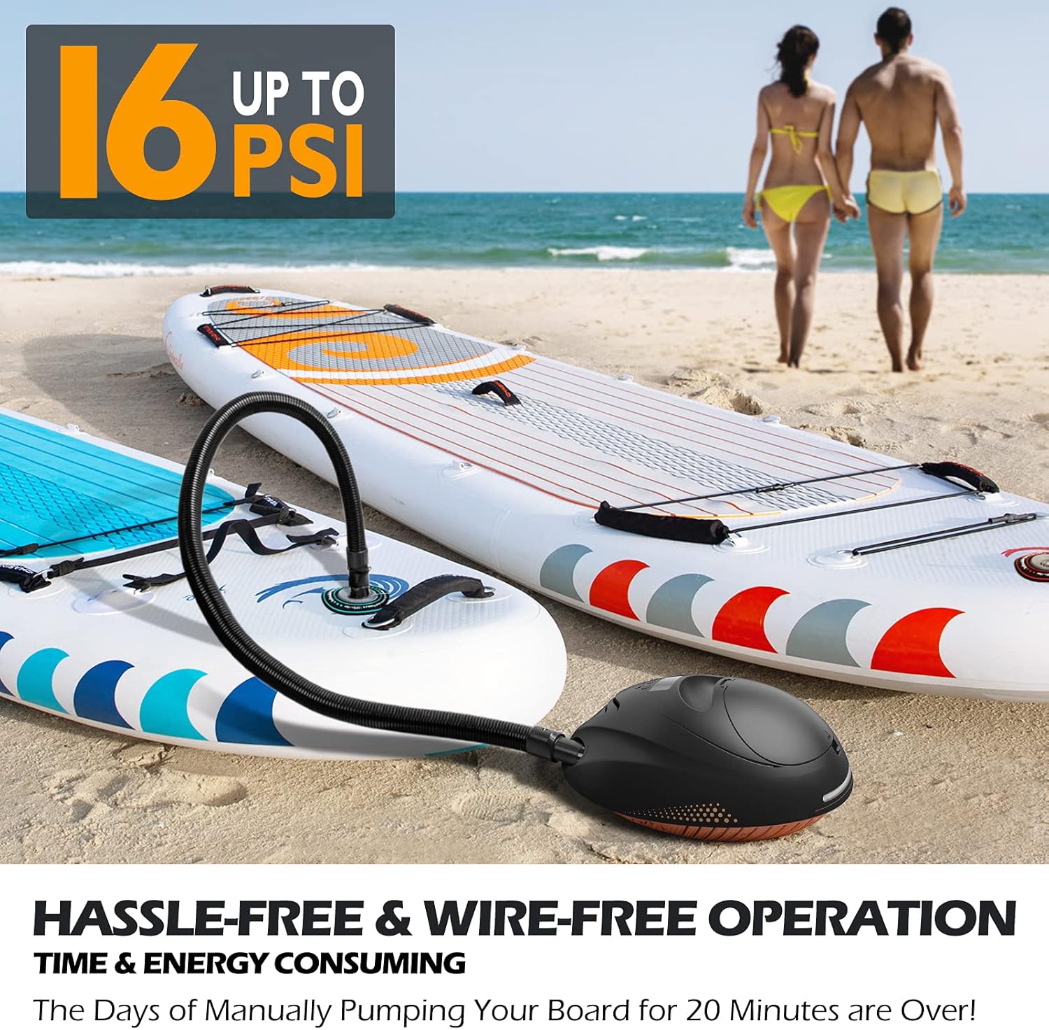 OutdoorMaster 16PSI High Pressure SUP Air Pump with Rechargeable Battery The Whale - Intelligent Dual Stage Inflation & Auto-Off Feature and Deflation Function for Inflatable Stand Up Paddle Boards : Sports & Outdoors