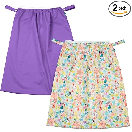 Teamoy (2 Pack) Reusable Pail Liner for Cloth Diaper/Dirty Diapers Wet Bag, Jungle+Purple