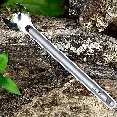 Miniatura 5 de TITECOUGO Vajilla multifuncional de titanio puro para exteriores, tenedor, cuchara y tenedor