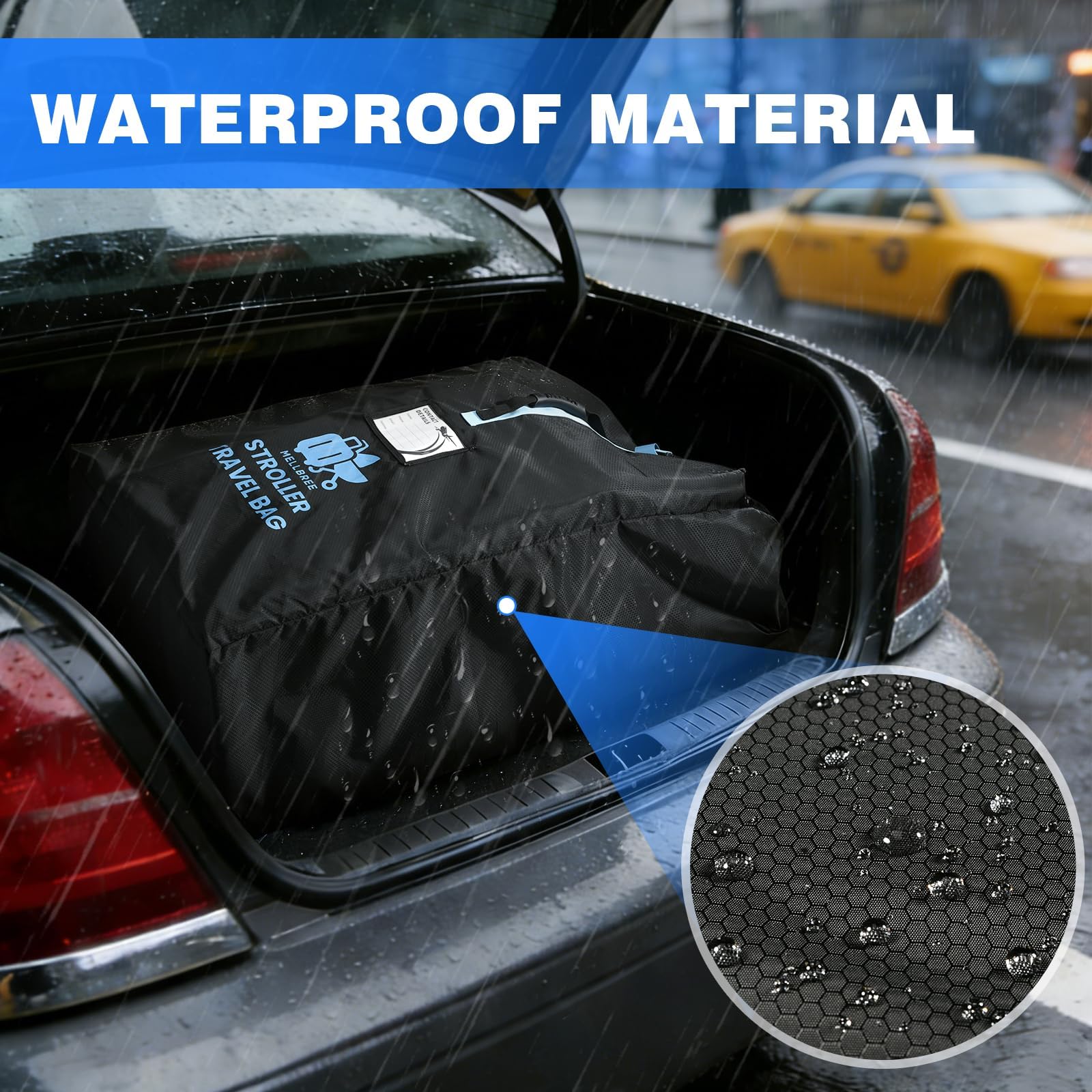Mellbree - Bolsa de viaje para cochecito de avión tamaño XL, bolsa de viaje doble para cheques de puerta, impermeable y resistente al desgarro, tela Oxford, se adapta a la mayoría de tamaños, esencial — view 6