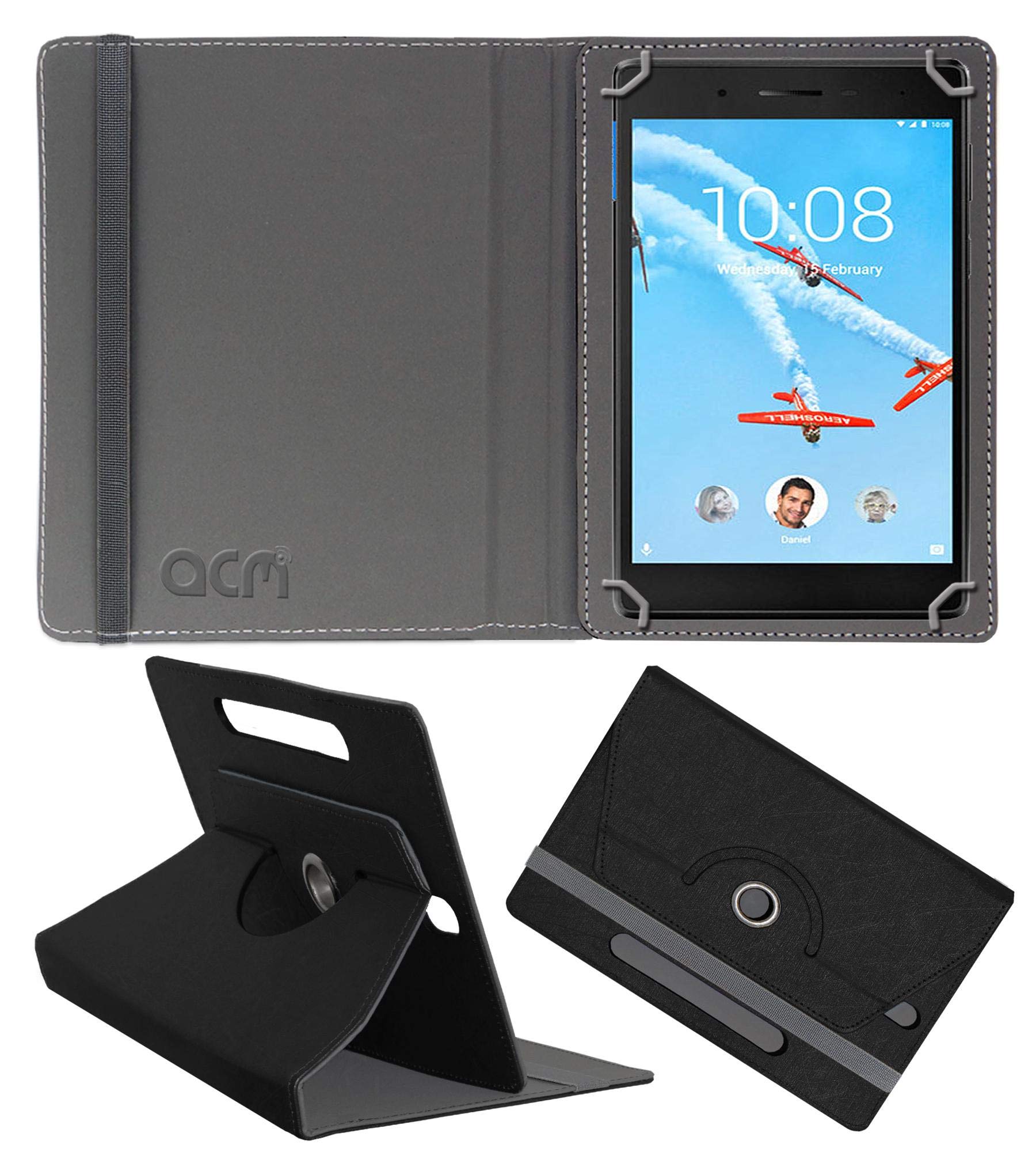 ACM Designer Rotating Leather Flip case/Folio case Compatible with Lenovo Tab 7 Essential Cover Stand Black (B079GWW7CB) Amazon Price History, Amazon Price Tracker