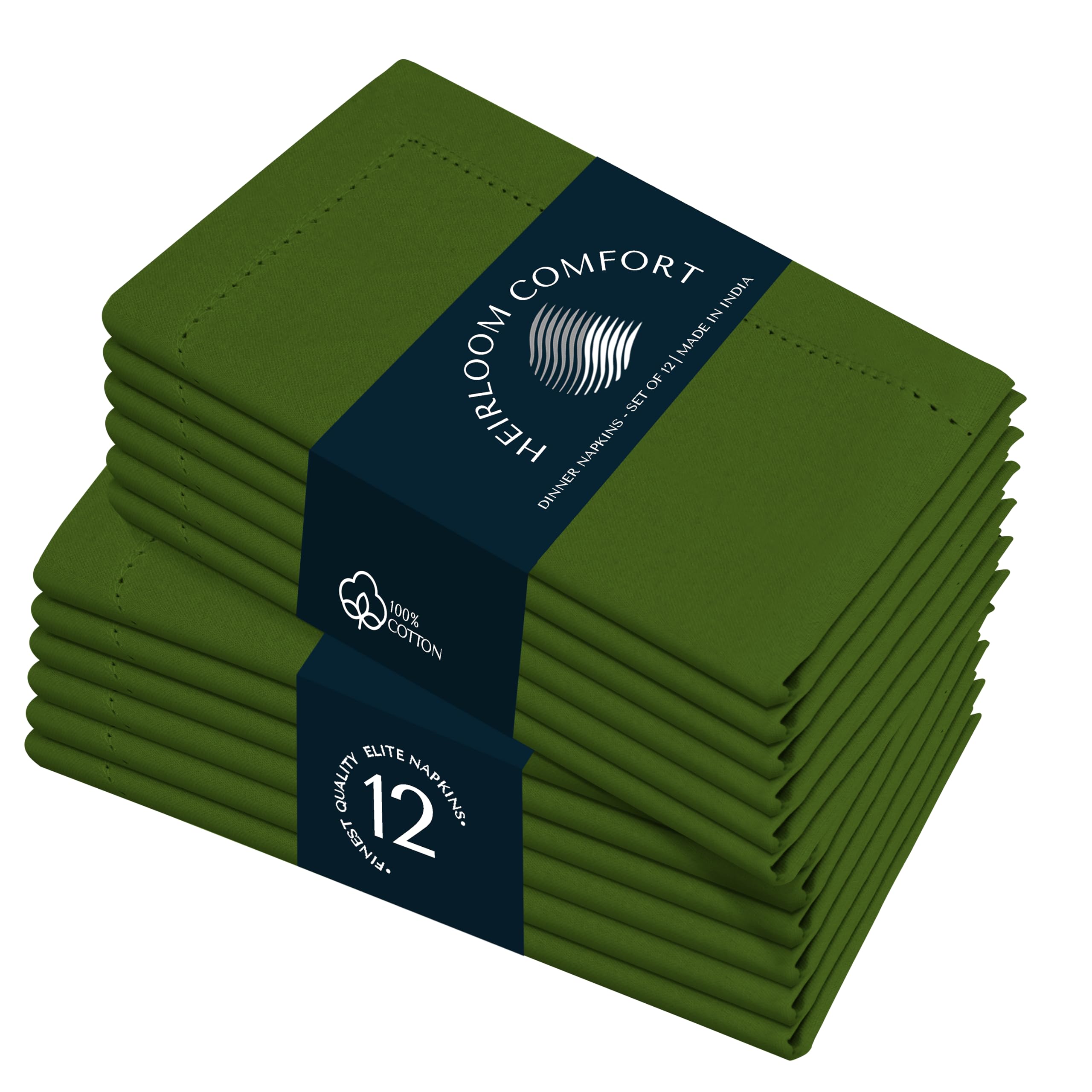 HEIRLOOM COMFORT Mint Green Cloth Dinner Napkins 45x45 cm, Set of 12-100% Cotton, Absorbent, Soft, Reusable, Washable