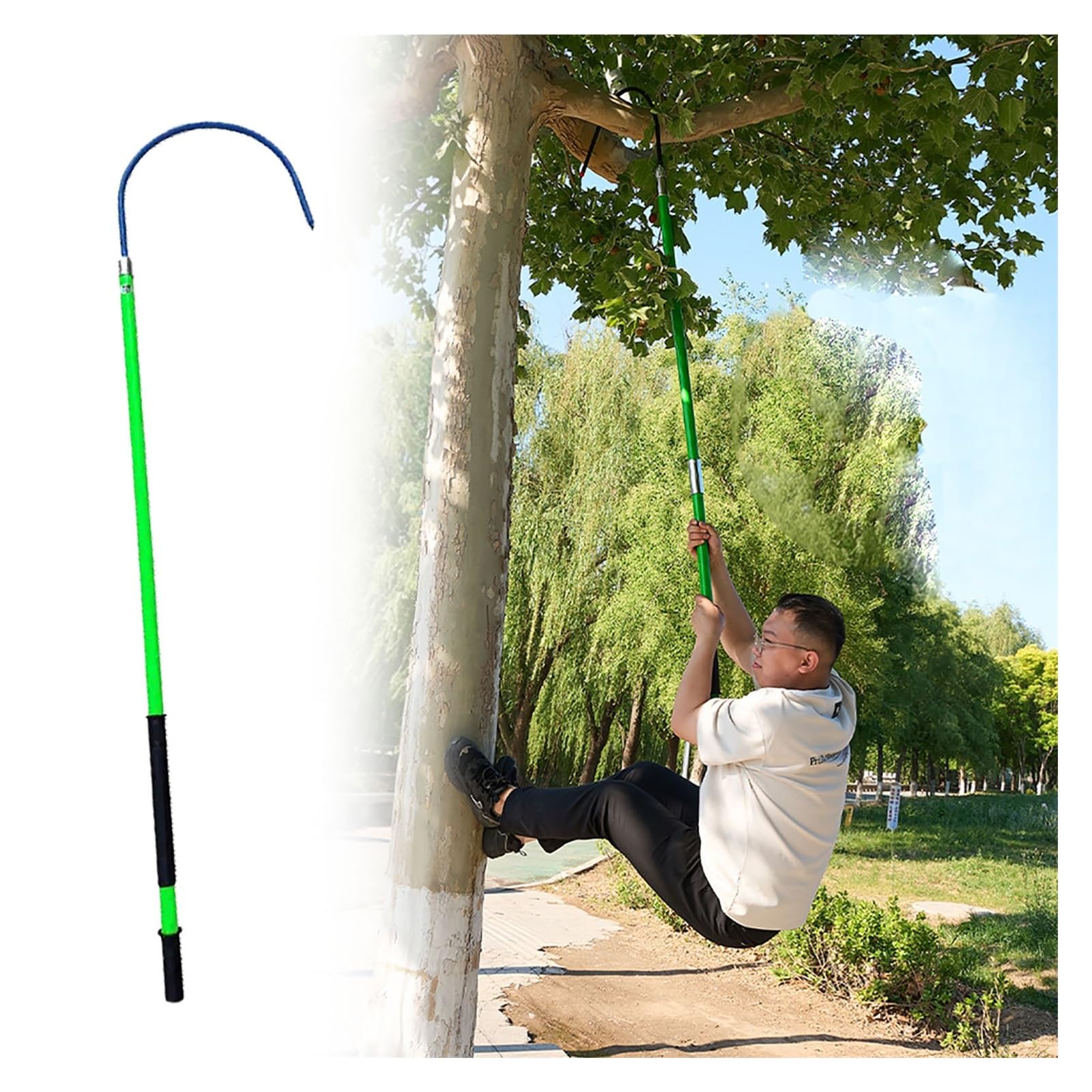 Jyhhcys Green Electric Shock Rescue Hook, Anti-Electrocution Insulated Rescue Hook For Circuit Breaker, Emergency Rescue Tool For Electricians, Linemen, Automotive Repairers(,35 Kv - 1.5M/4.9Ft)