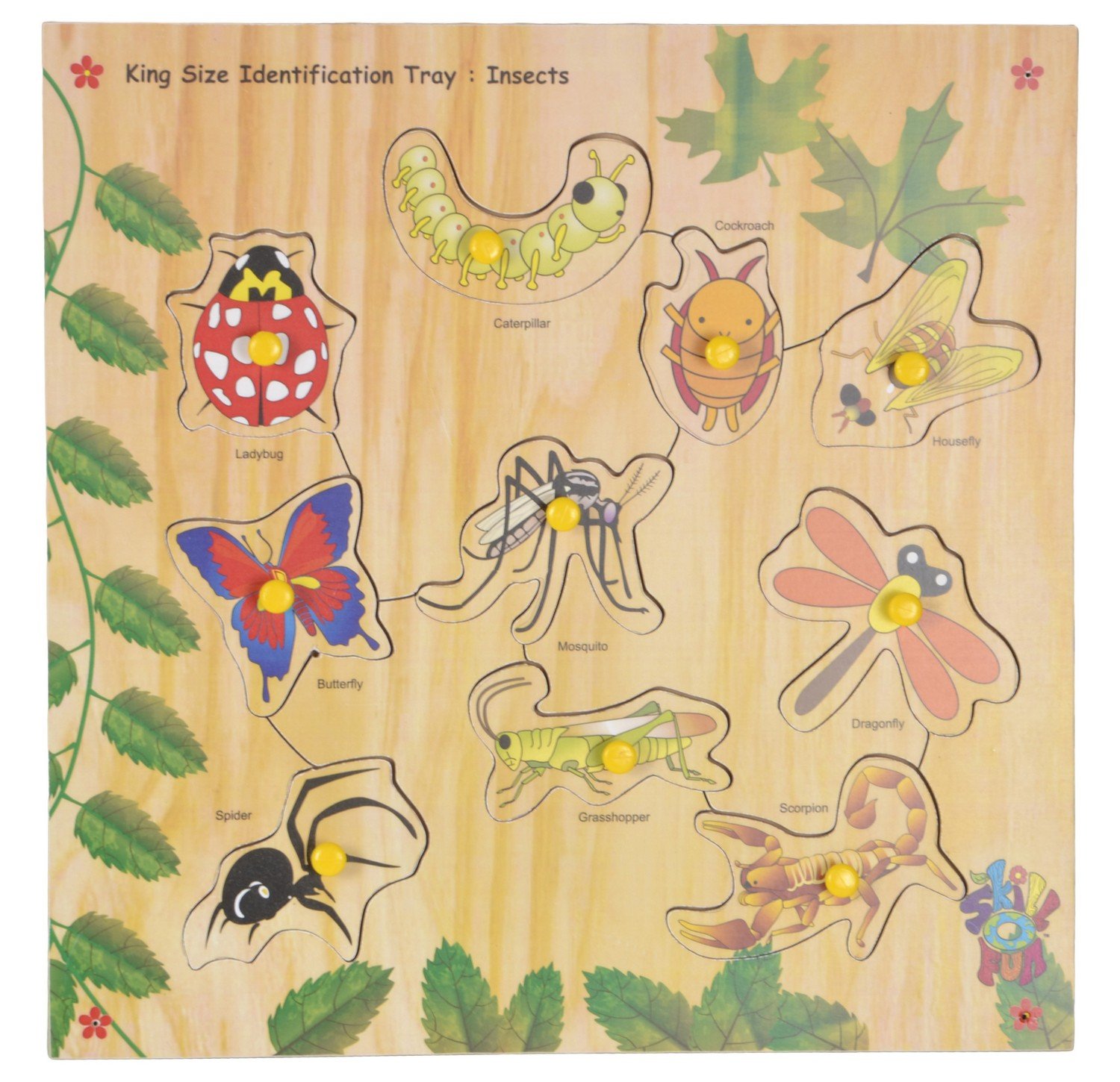 Skillofun - SFS-44J Wooden Kingsize Identification Tray Insects with Knobs, Multi Color (B009GCRUHO) Amazon Price History, Amazon Price Tracker