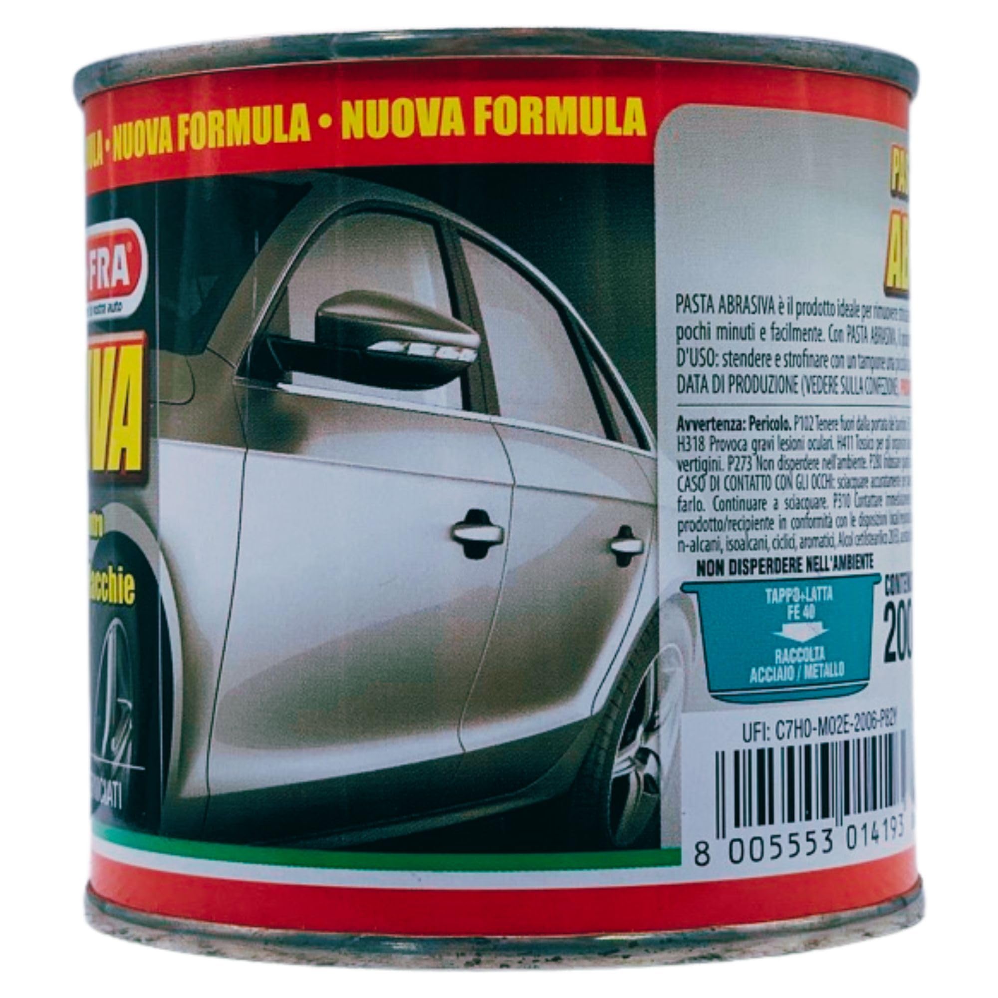 Lata de pasta abrasiva, tratamiento ideal contra arañazos, rasguños y manchas. Apto para parachoques pintados, 200 ml (6 unidades)