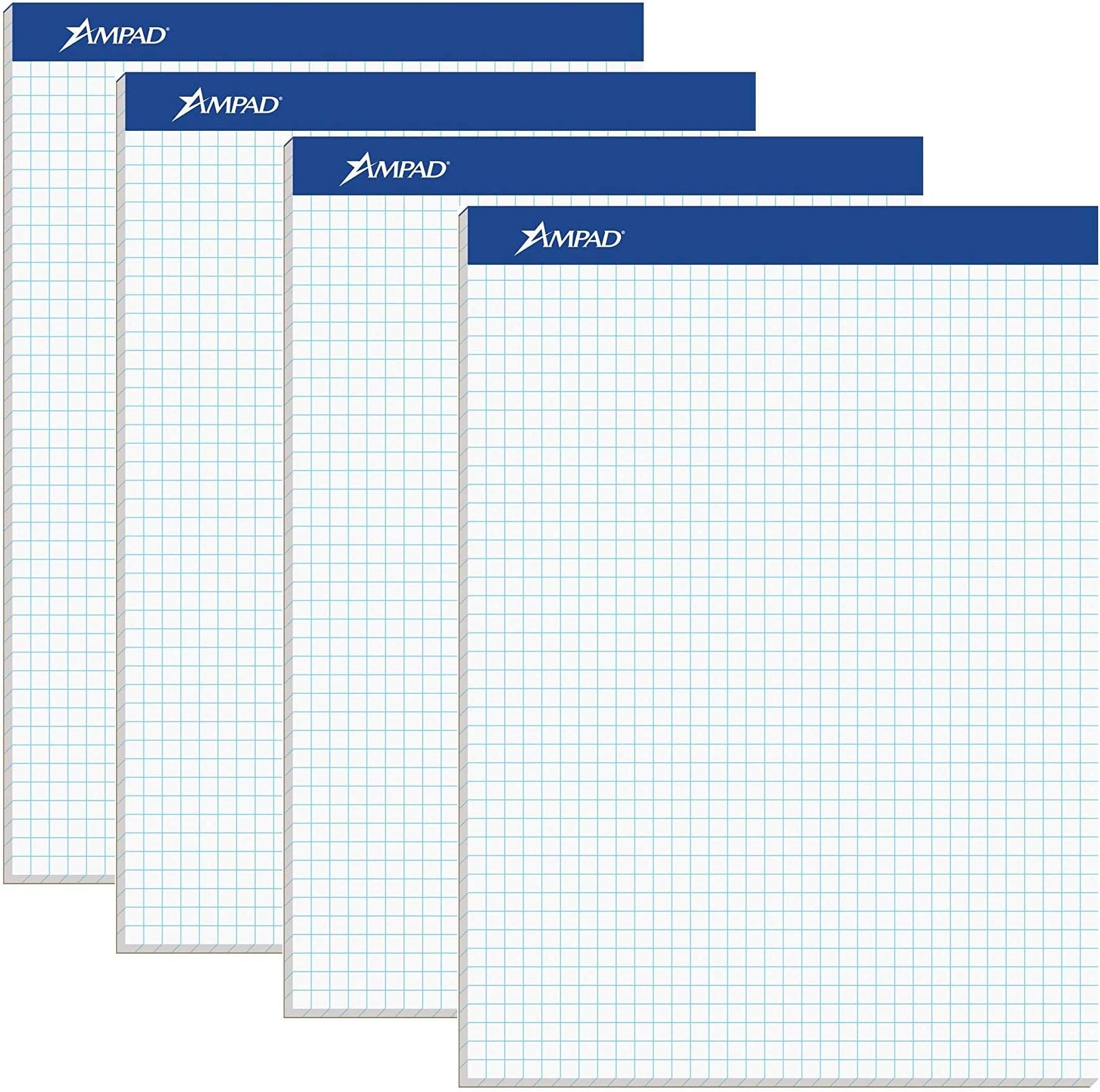 Evidence Quad Dual-Pad, Quadrille Rule, Letter Size (8.5 x 11.75), White, 100 Sheets per Pad, Pack of 4