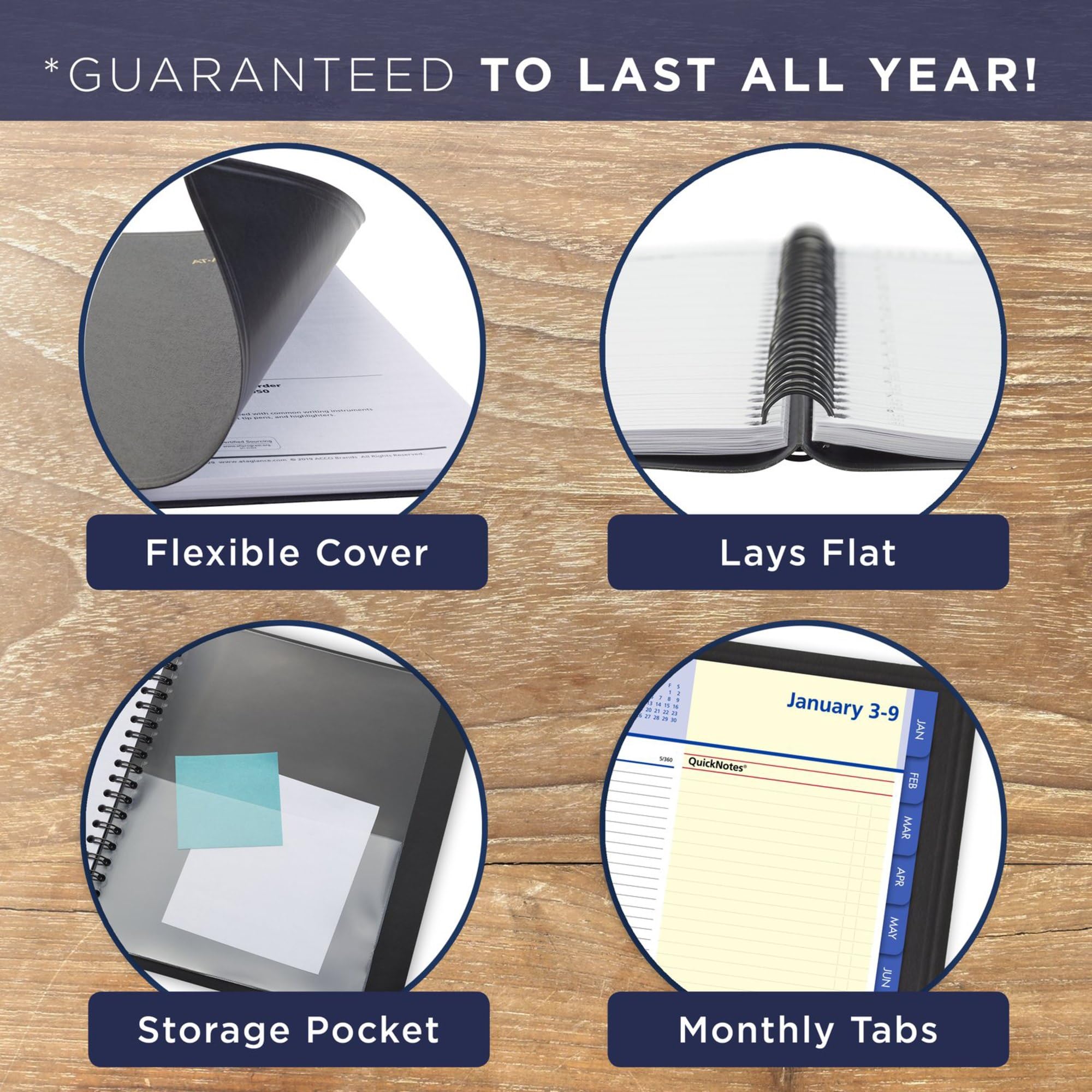AT-A-GLANCE - Libro de citas semanal y mensual 2022, 8 x 10 pulgadas, grande, QuickNotes, negro (760105)