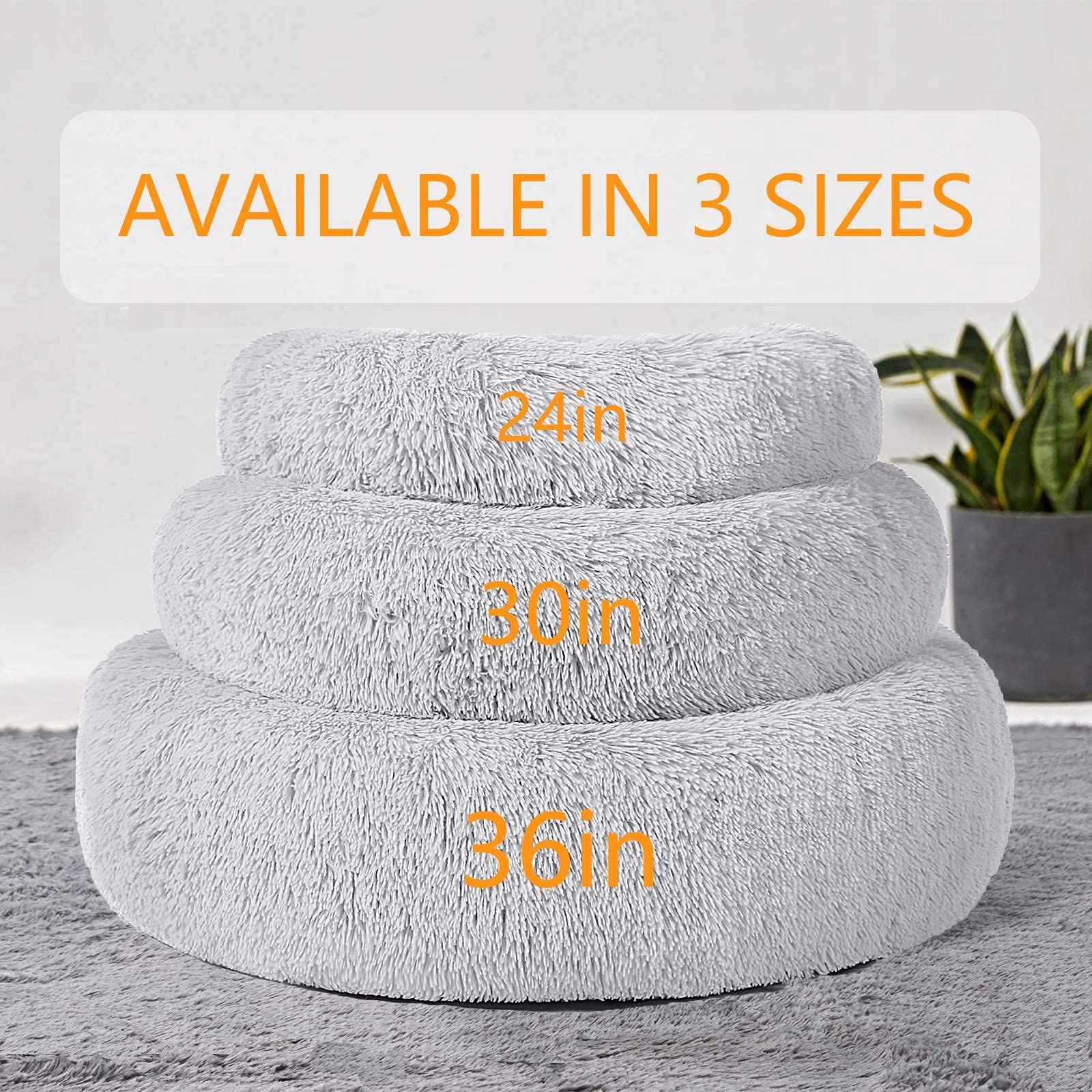 HACHIKITTY Dog Beds Calming Donut Cuddler, Puppy Dog Beds Medium Dogs, Fluffy Dog Calming Beds Large,24''