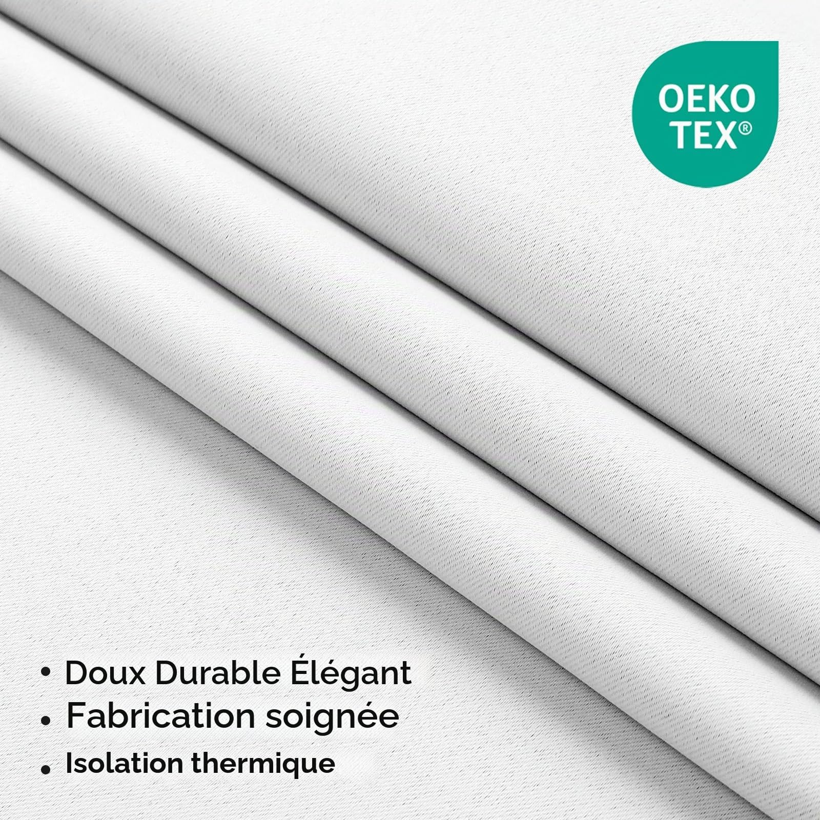 Joydeco Rideau Occultant Thermique Blanc 140x200cm, Rideaux Thermiques Isolants Anti Foid et Chaleur Anti Bruit Anti UV à Pattes Cachées et Passe Tringle pour Salon Chambre Balcon - 2 Pièces