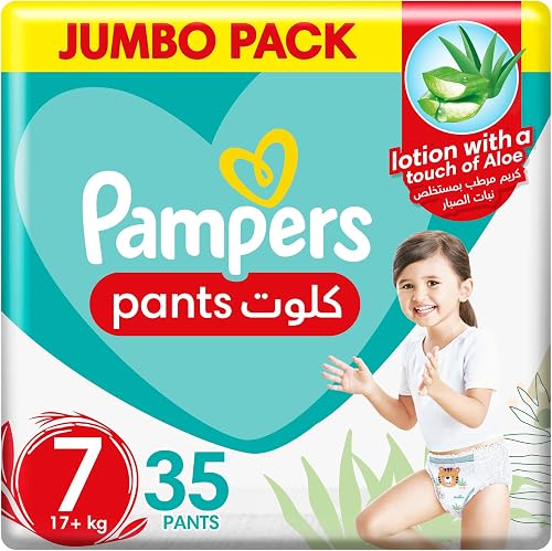 Pampers Anti-Rash Shield Pants Size 7 (17+ kg) 35 Nappies, Lotion With Aloe