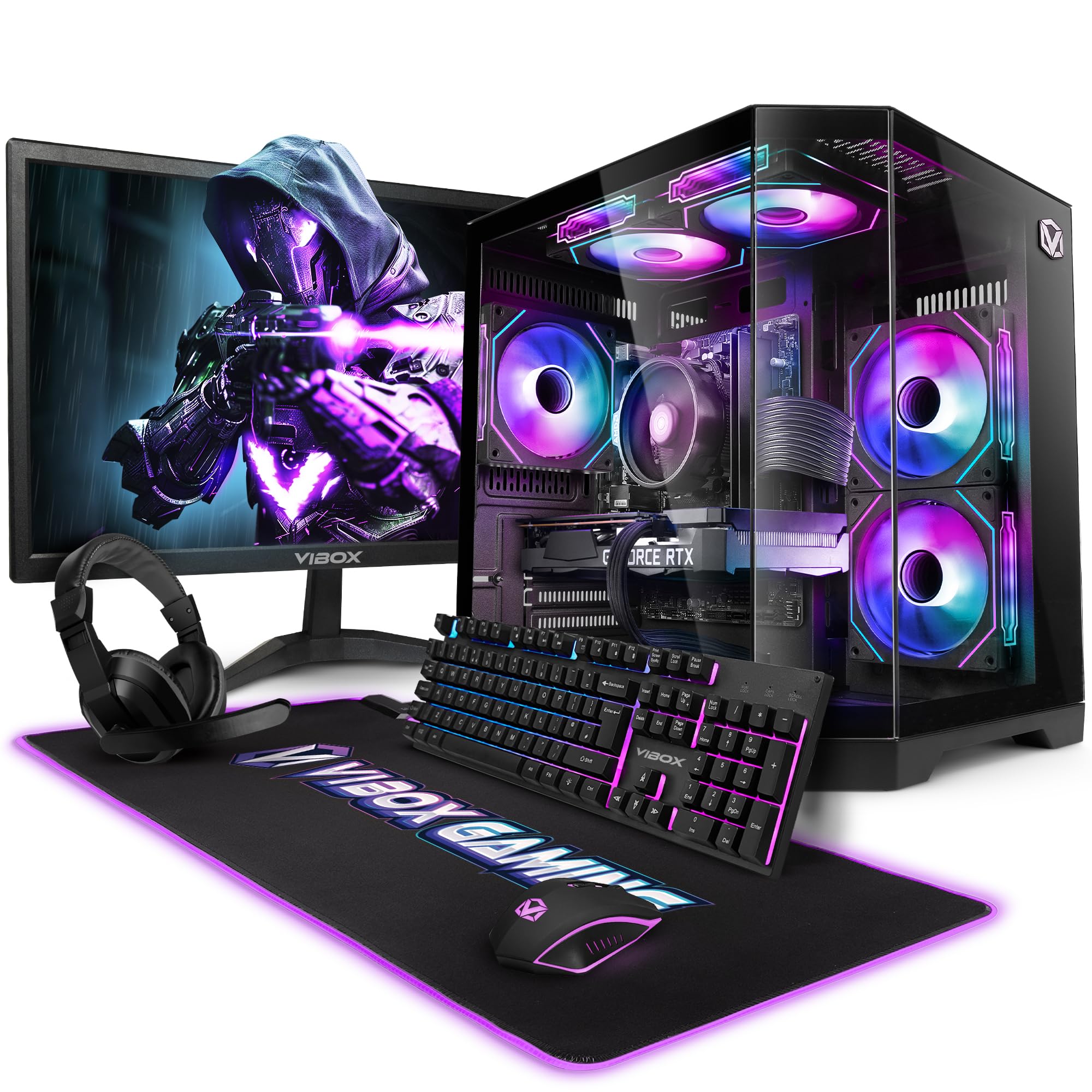 Vibox PC Gaming Completo • Schermo da 23 pollici • AMD Ryzen 5 5500 6 cores • Nvidia RTX 3050 6GB • 16GB RAM • 500GB SSD • Windows 11 • WiFi 6 + Bluetooth 5.4 • Noir